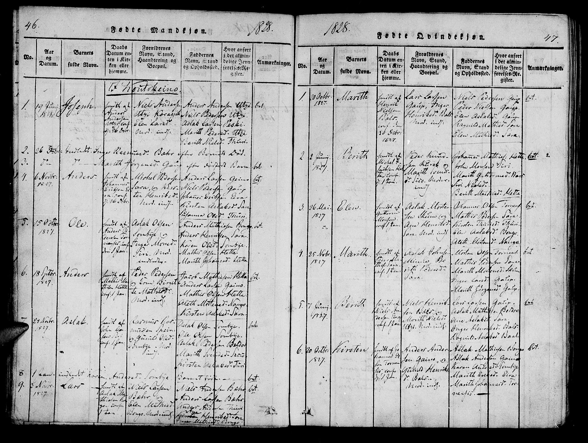 Kistrand/Porsanger sokneprestembete, SATØ/S-1351/H/Ha/L0010.kirke: Parish register (official) no. 10, 1821-1842, p. 46-47
