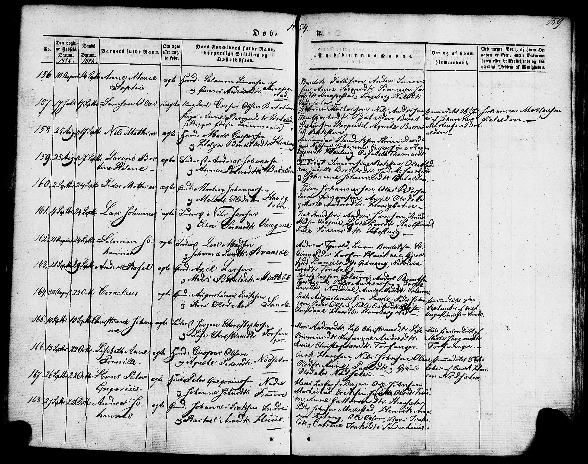 Kinn sokneprestembete, AV/SAB-A-80801/H/Haa/Haaa/L0005: Parish register (official) no. A 5, 1841-1857, p. 159