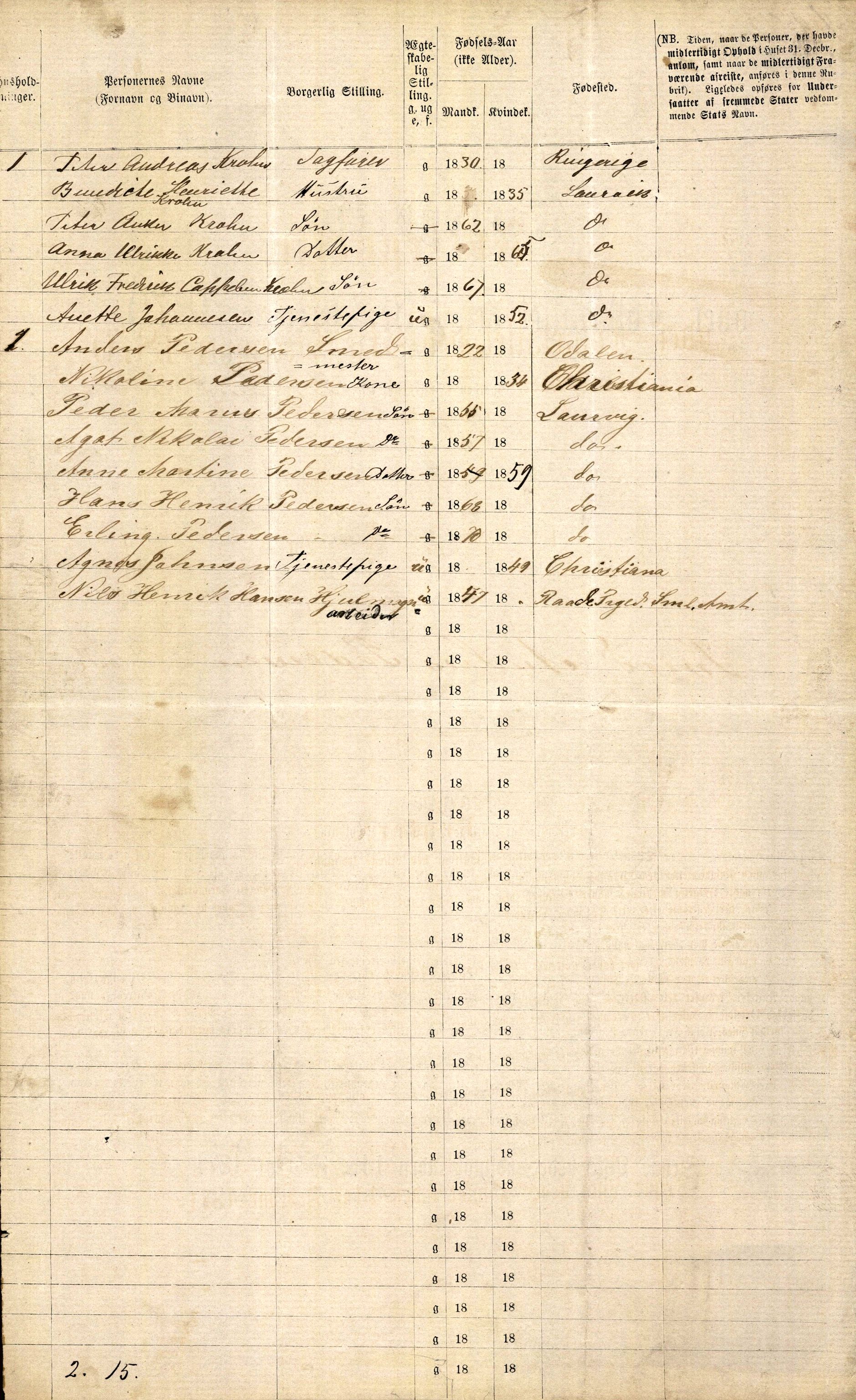 RA, 1870 census for 0707 Larvik, 1870, p. 162