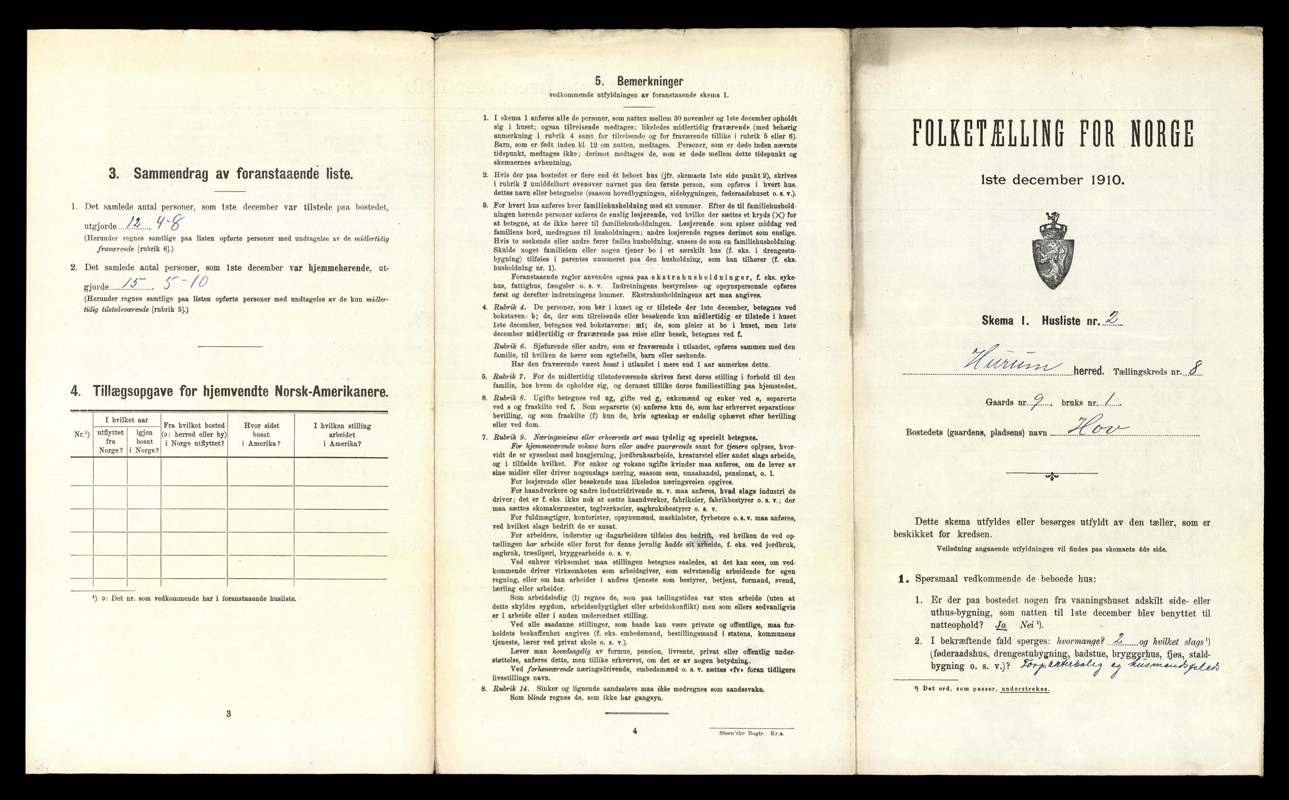 RA, 1910 census for Hurum, 1910, p. 1150