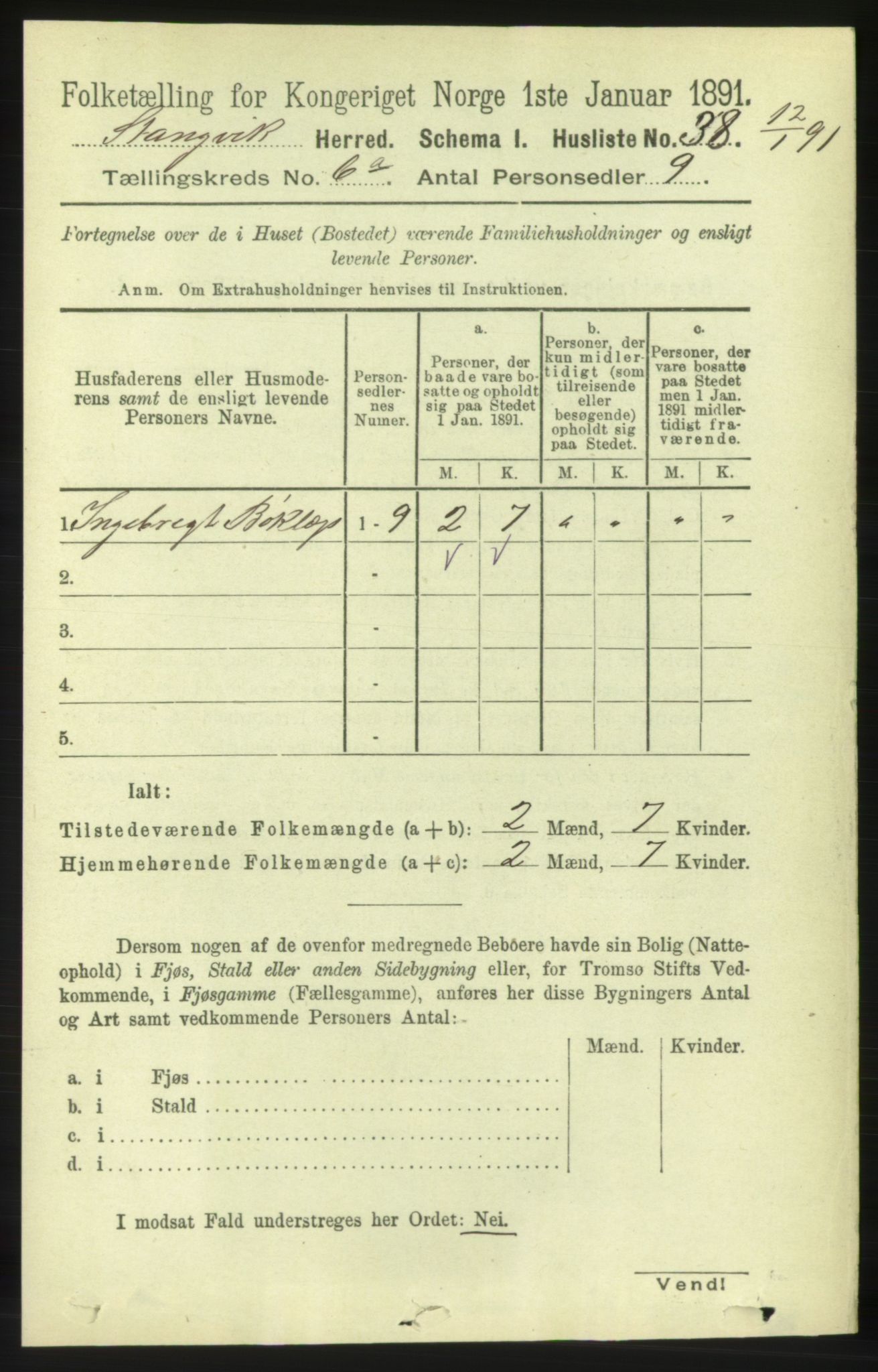 RA, 1891 census for 1564 Stangvik, 1891, p. 2646