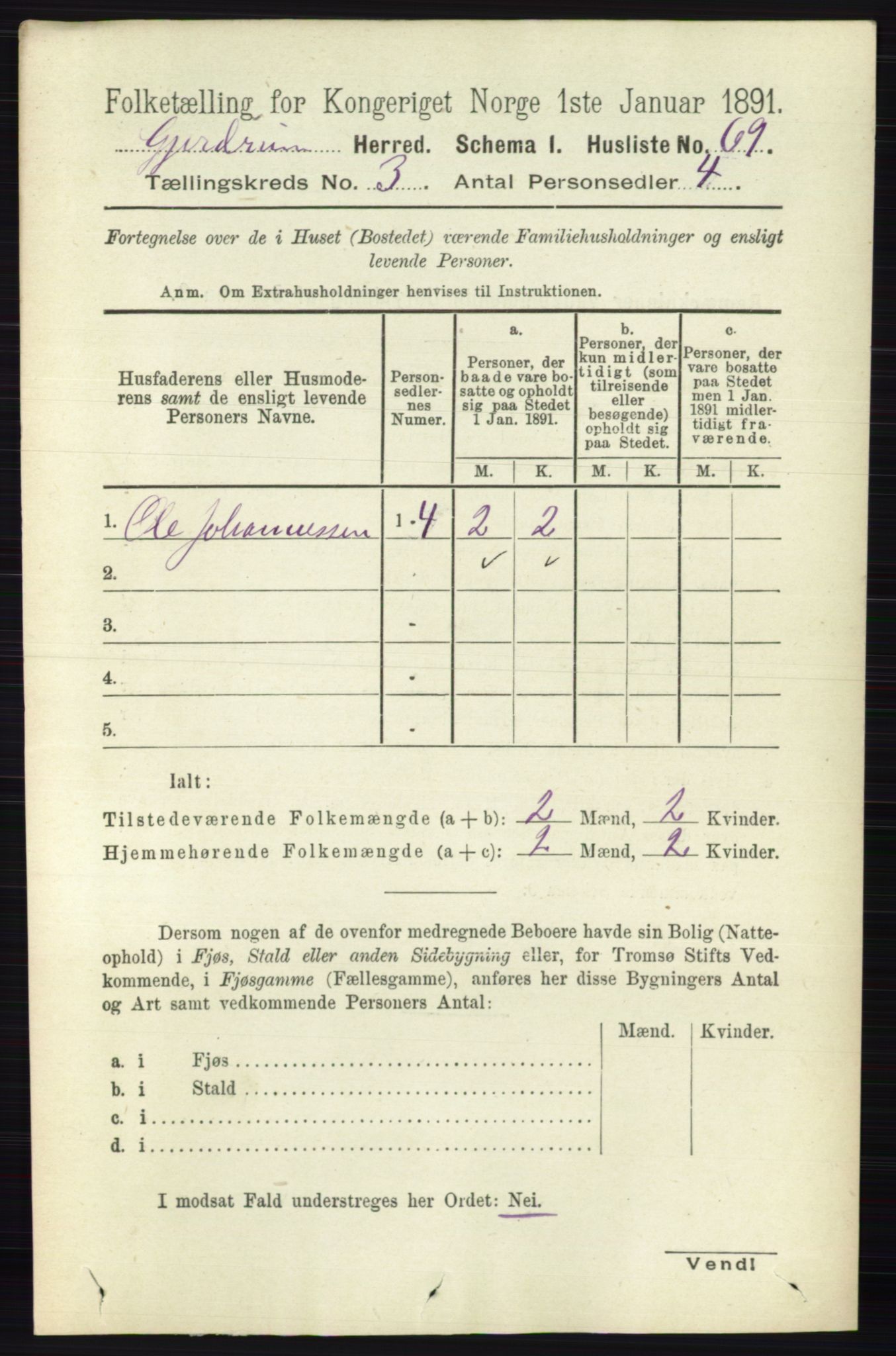 RA, 1891 census for 0234 Gjerdrum, 1891, p. 1229