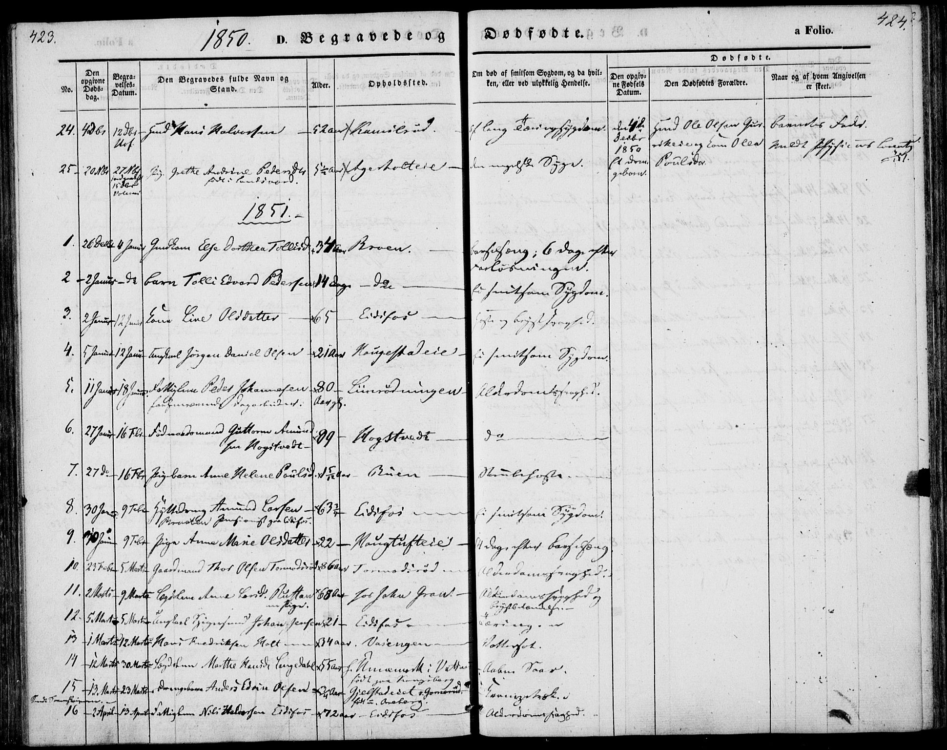 Hof kirkebøker, AV/SAKO-A-64/F/Fa/L0005: Parish register (official) no. I 5, 1844-1851, p. 423-424