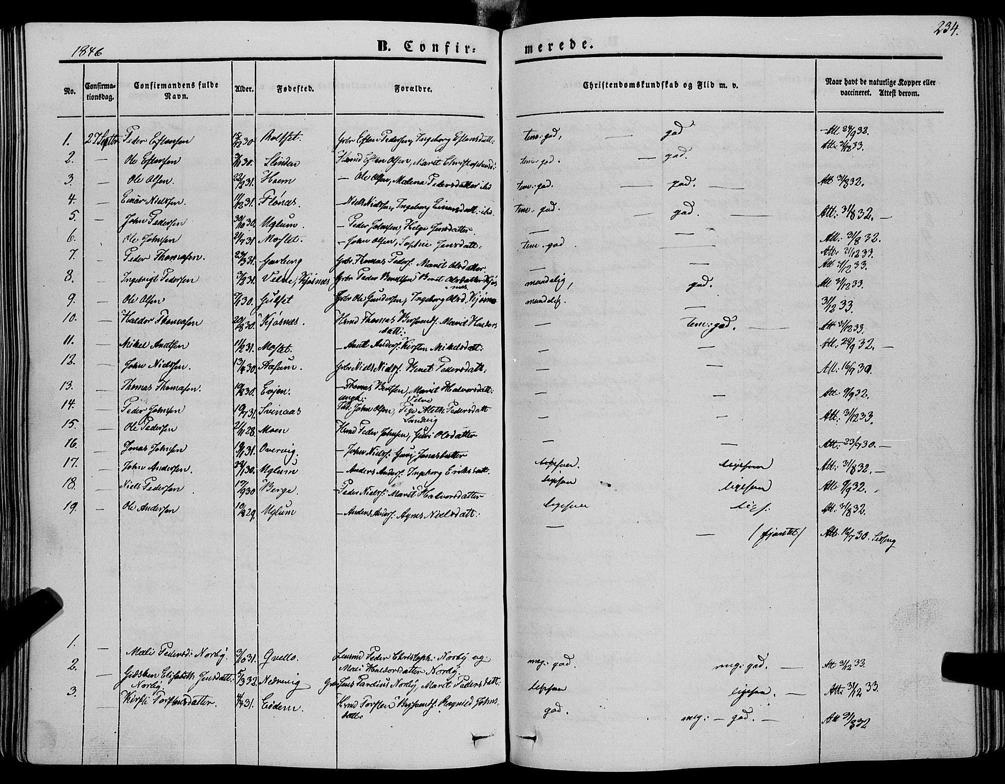 Ministerialprotokoller, klokkerbøker og fødselsregistre - Sør-Trøndelag, SAT/A-1456/695/L1145: Parish register (official) no. 695A06 /1, 1843-1859, p. 234