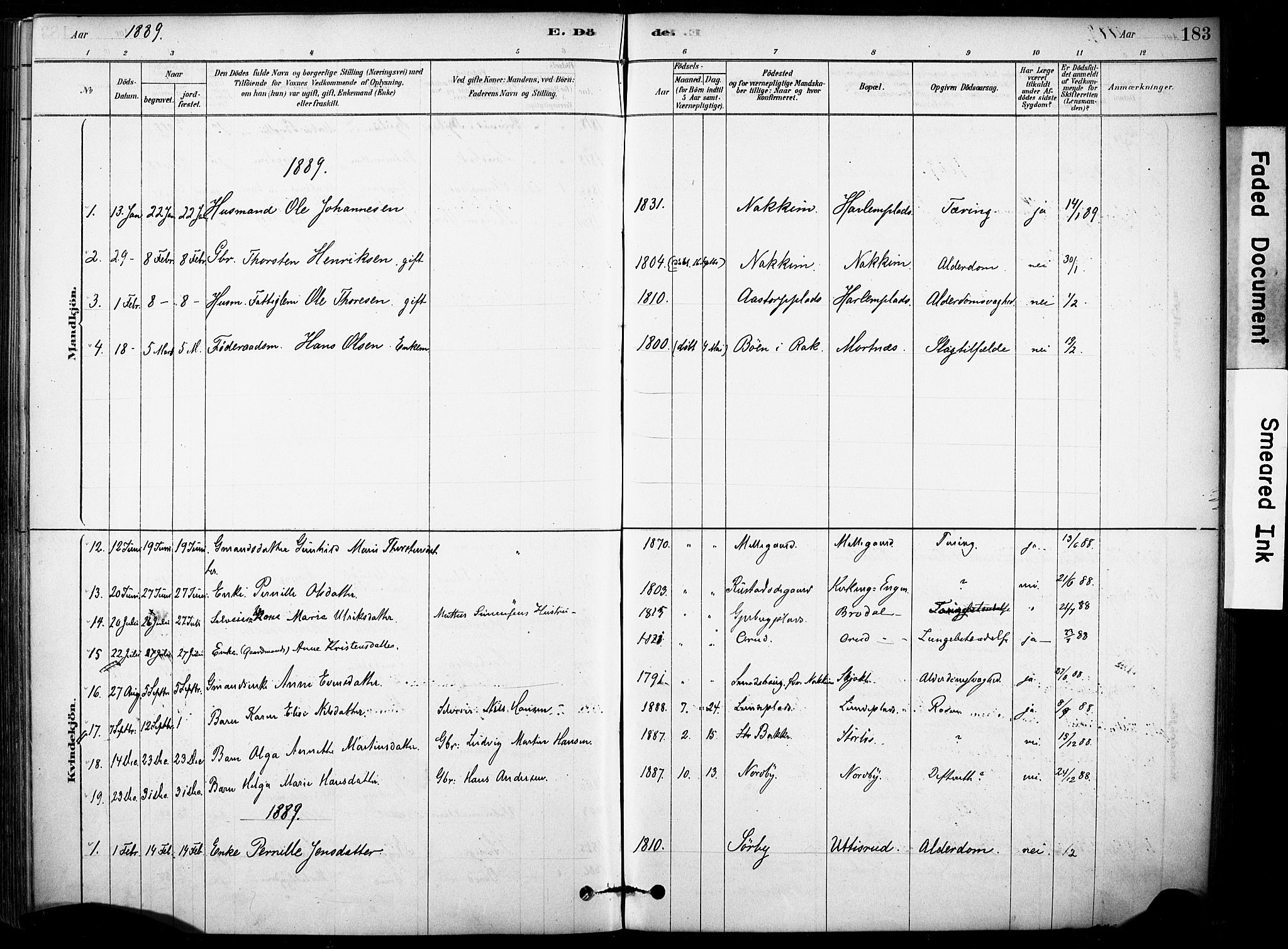 Rakkestad prestekontor Kirkebøker, SAO/A-2008/F/Fb/L0001: Parish register (official) no. II 1, 1878-1899, p. 183