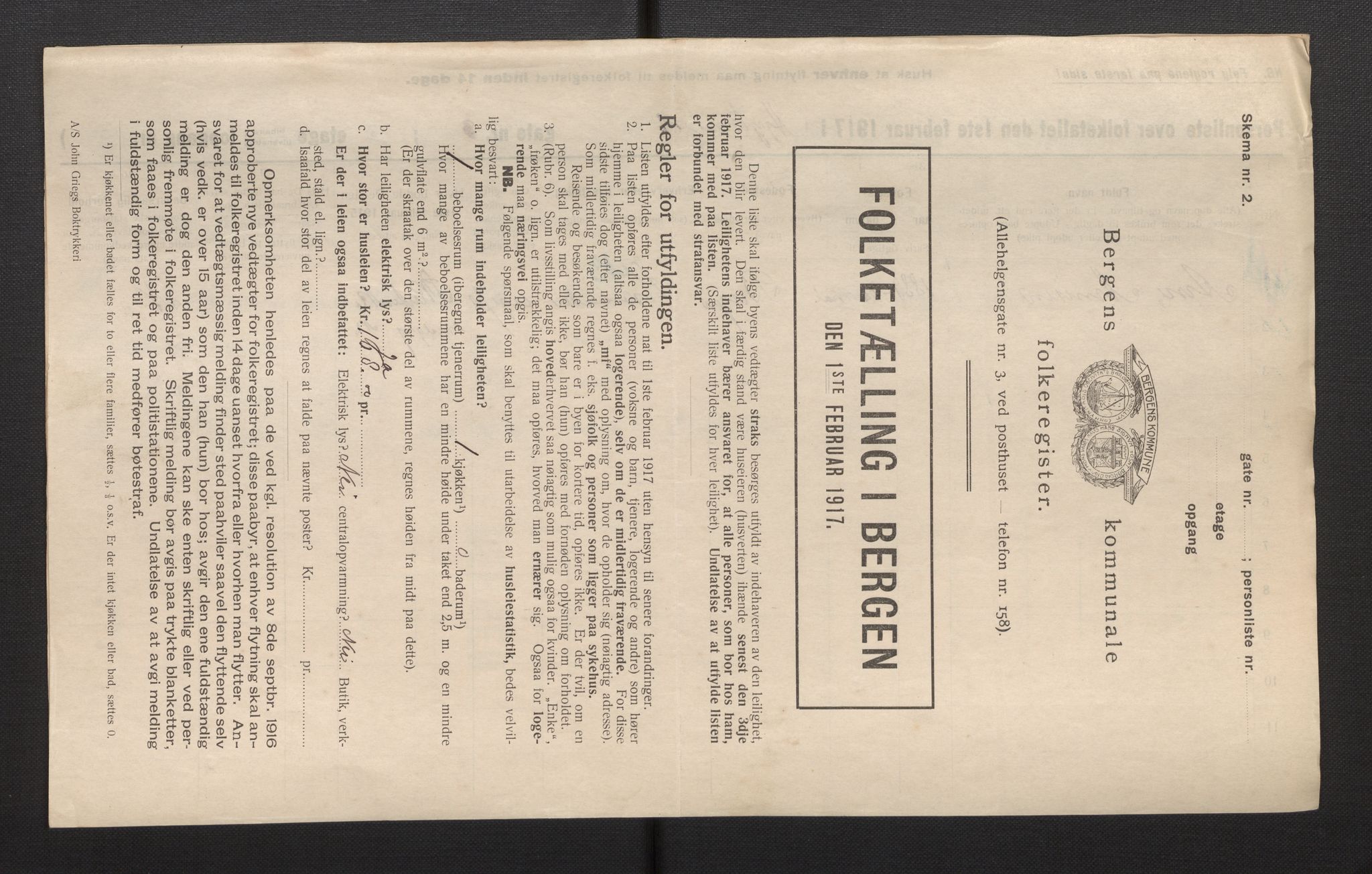 SAB, Municipal Census 1917 for Bergen, 1917, p. 1422