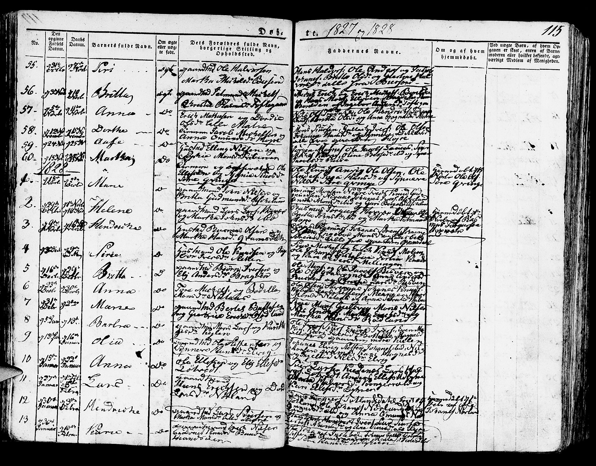 Lindås Sokneprestembete, AV/SAB-A-76701/H/Haa/Haaa/L0008: Parish register (official) no. A 8, 1823-1836, p. 115