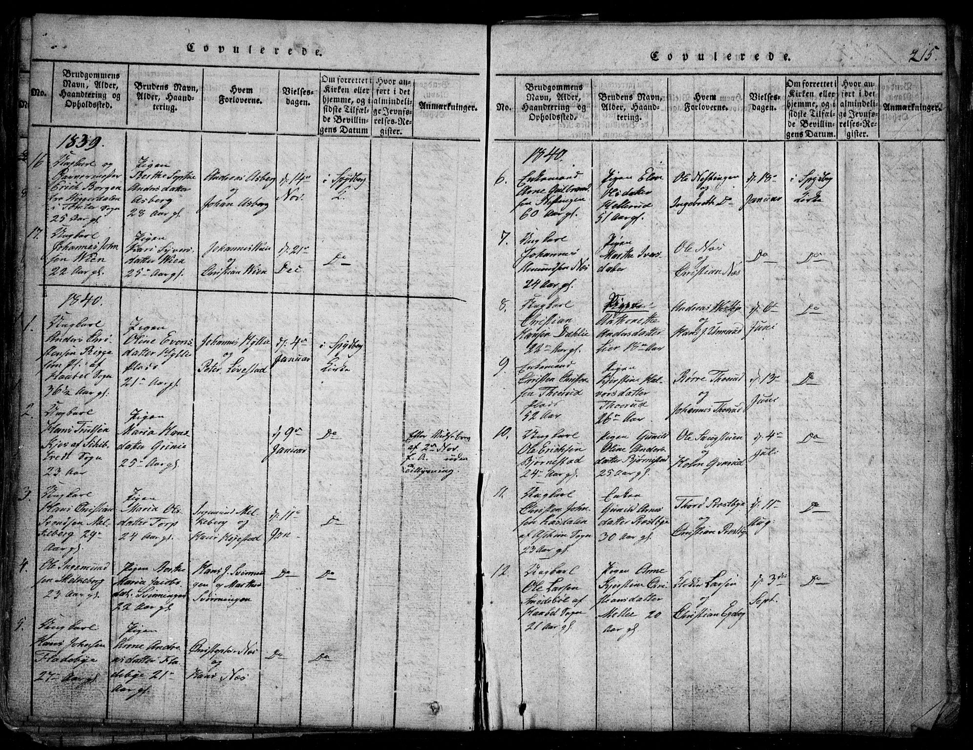 Spydeberg prestekontor Kirkebøker, SAO/A-10924/G/Ga/L0001: Parish register (copy) no. I 1, 1814-1868, p. 215