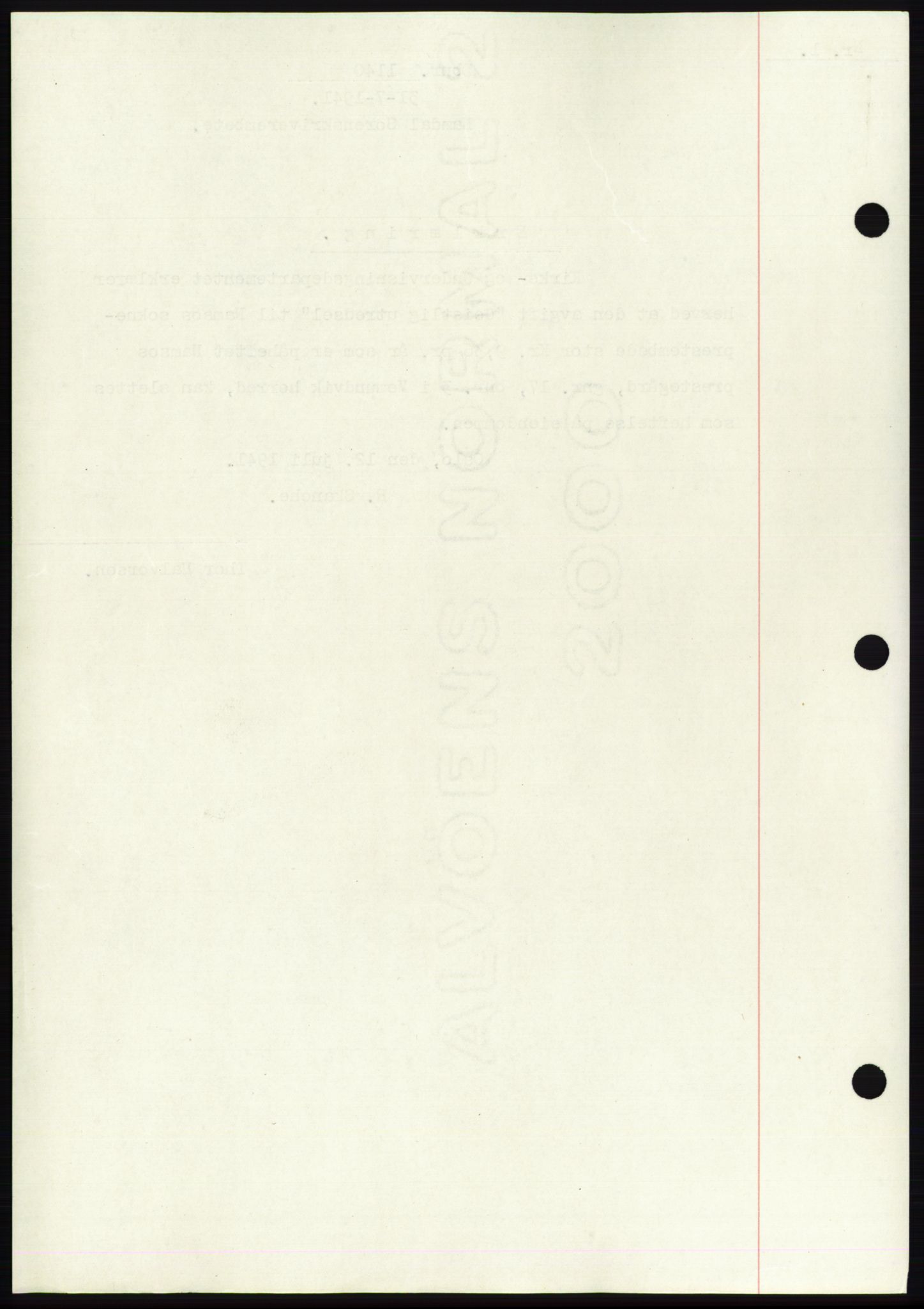 Namdal sorenskriveri, AV/SAT-A-4133/1/2/2C: Mortgage book no. -, 1940-1941, Deed date: 21.07.1941