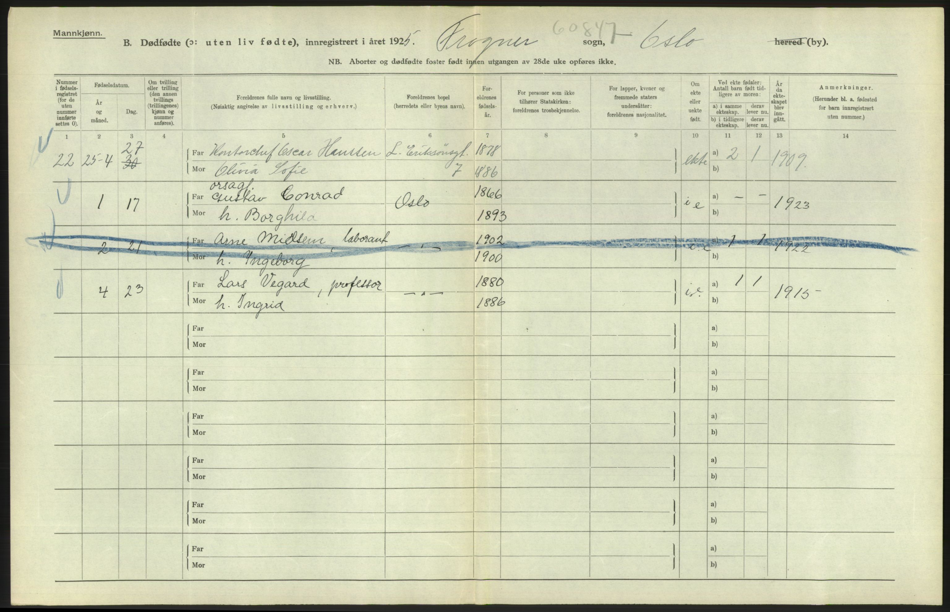 Statistisk sentralbyrå, Sosiodemografiske emner, Befolkning, AV/RA-S-2228/D/Df/Dfc/Dfce/L0010: Oslo: Døde kvinner, dødfødte, 1925, p. 96