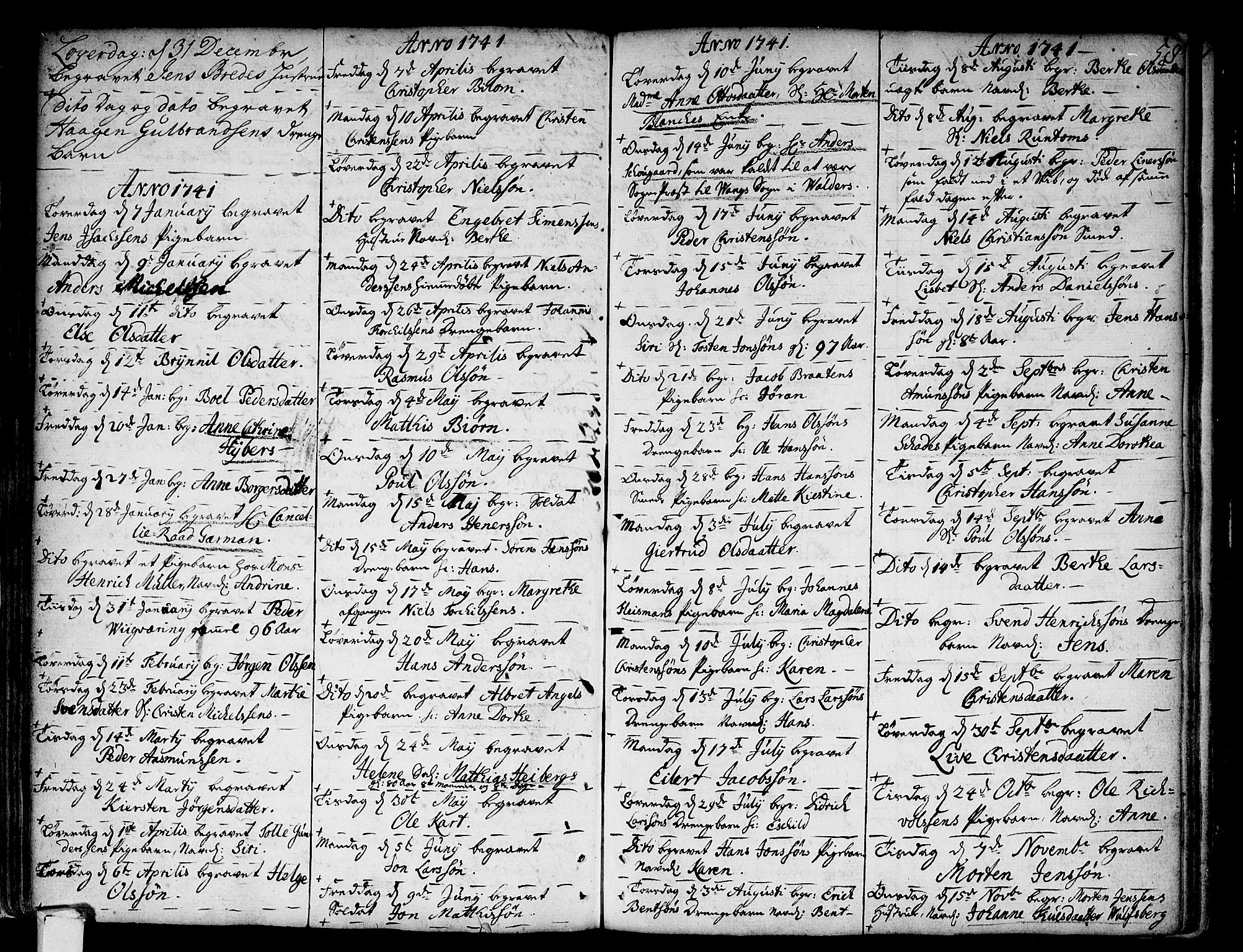 Strømsø kirkebøker, SAKO/A-246/F/Fa/L0007: Parish register (official) no. I 7, 1739-1751, p. 58