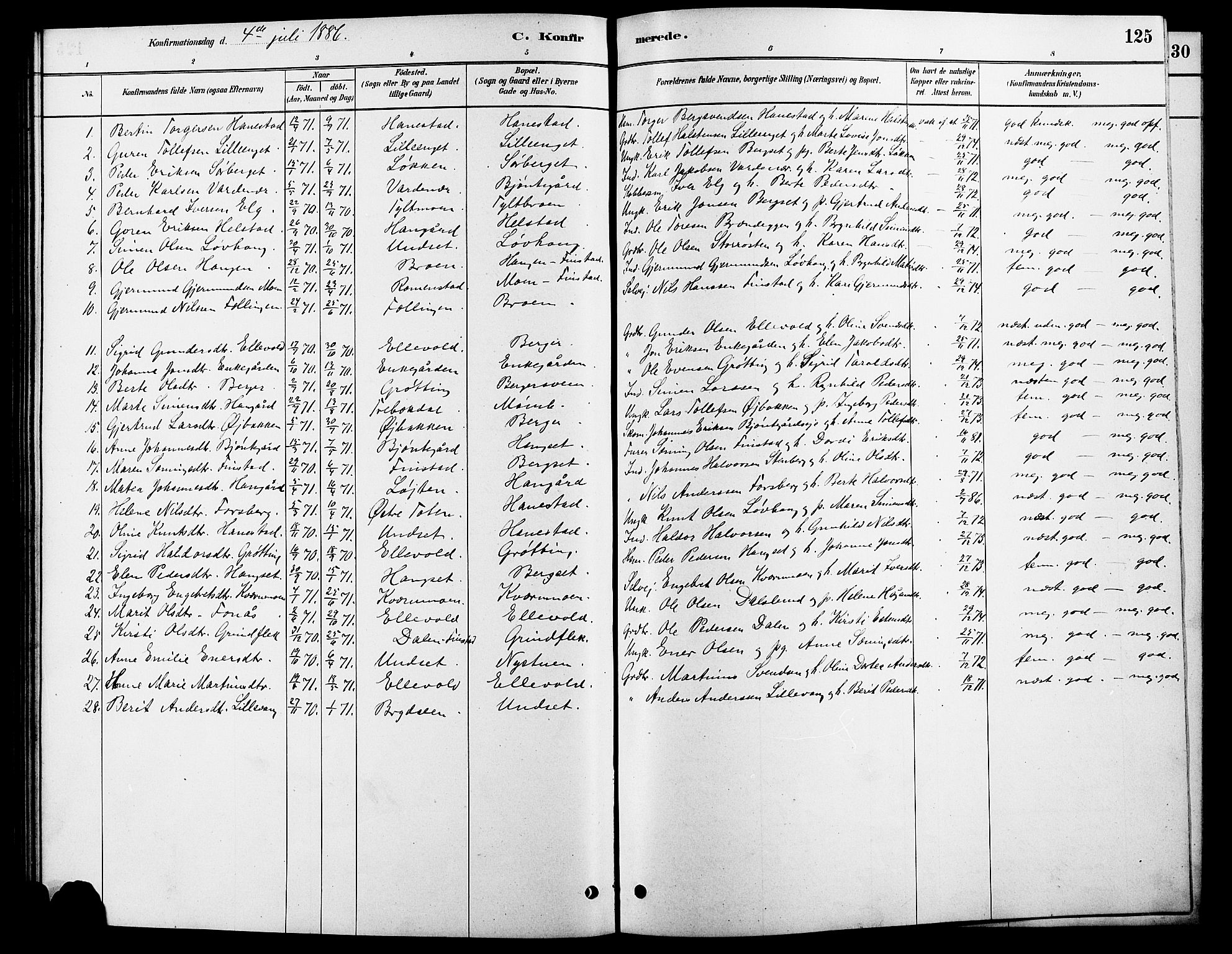 Rendalen prestekontor, SAH/PREST-054/H/Ha/Hab/L0003: Parish register (copy) no. 3, 1879-1904, p. 125