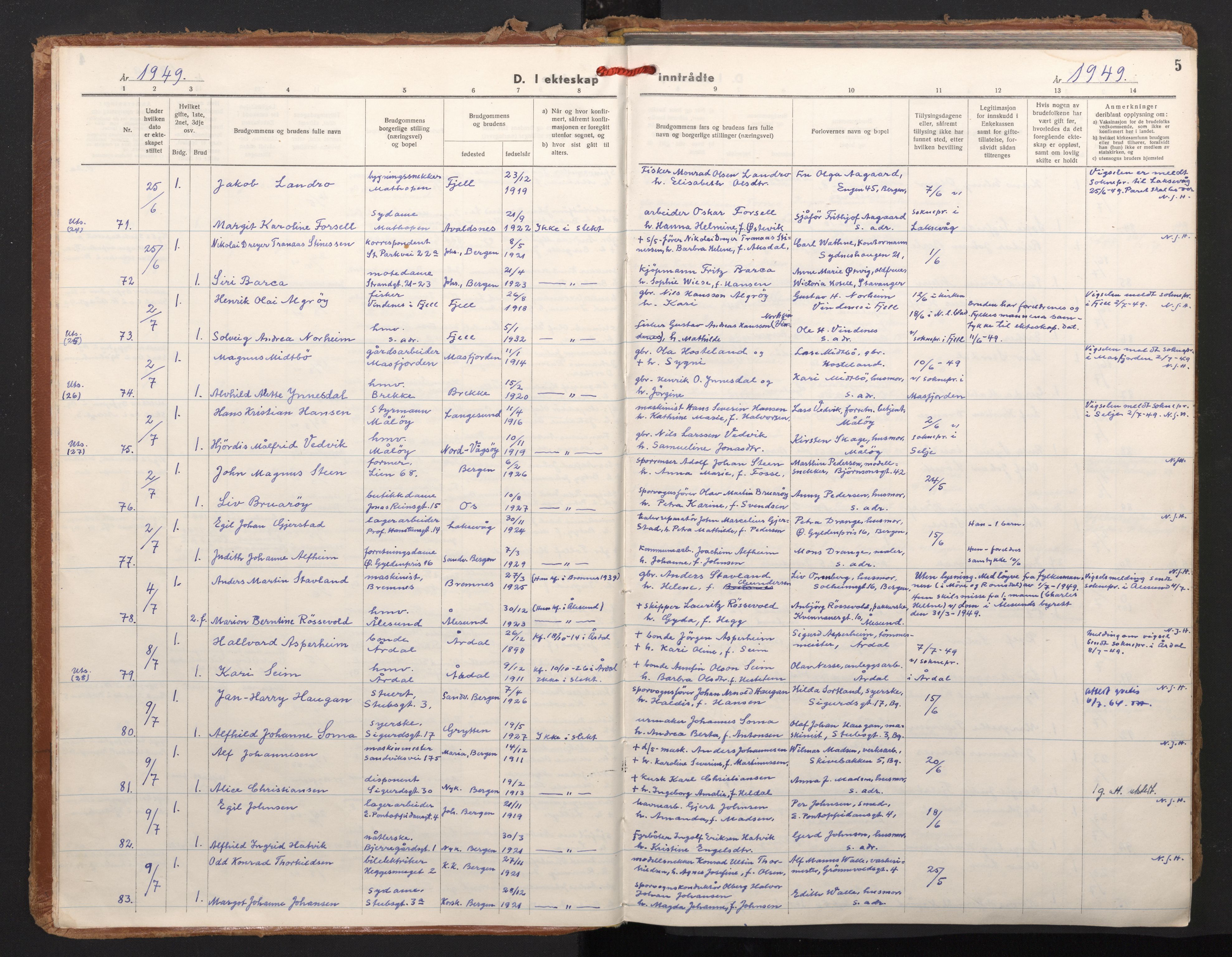 Johanneskirken sokneprestembete, AV/SAB-A-76001/H/Haa/L0015: Parish register (official) no. D 4, 1949-1963, p. 4b-5a