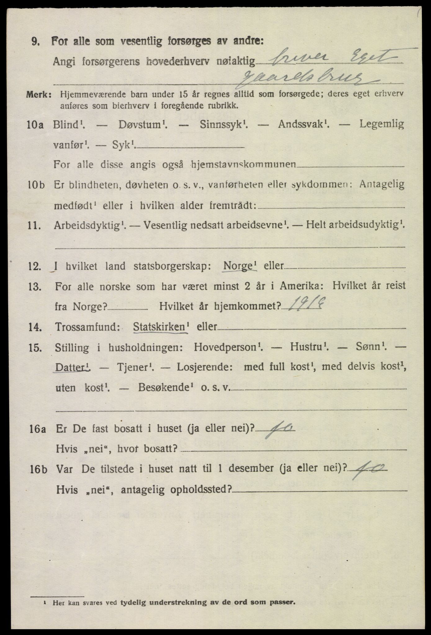 SAK, 1920 census for Lista, 1920, p. 12880