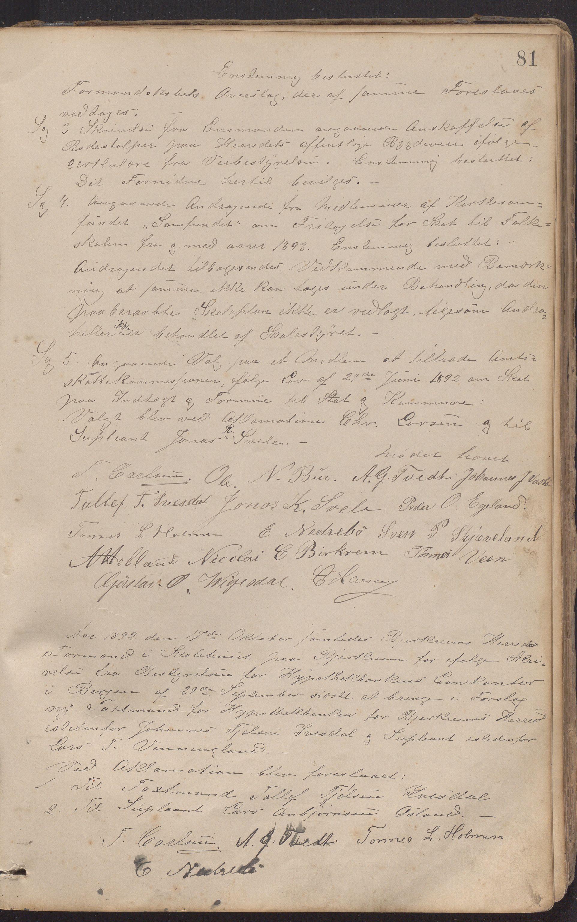 Bjerkreim kommune - Formannskapet/Sentraladministrasjonen, IKAR/K-101531/A/Aa/L0002: Møtebok, 1884-1903, p. 81a