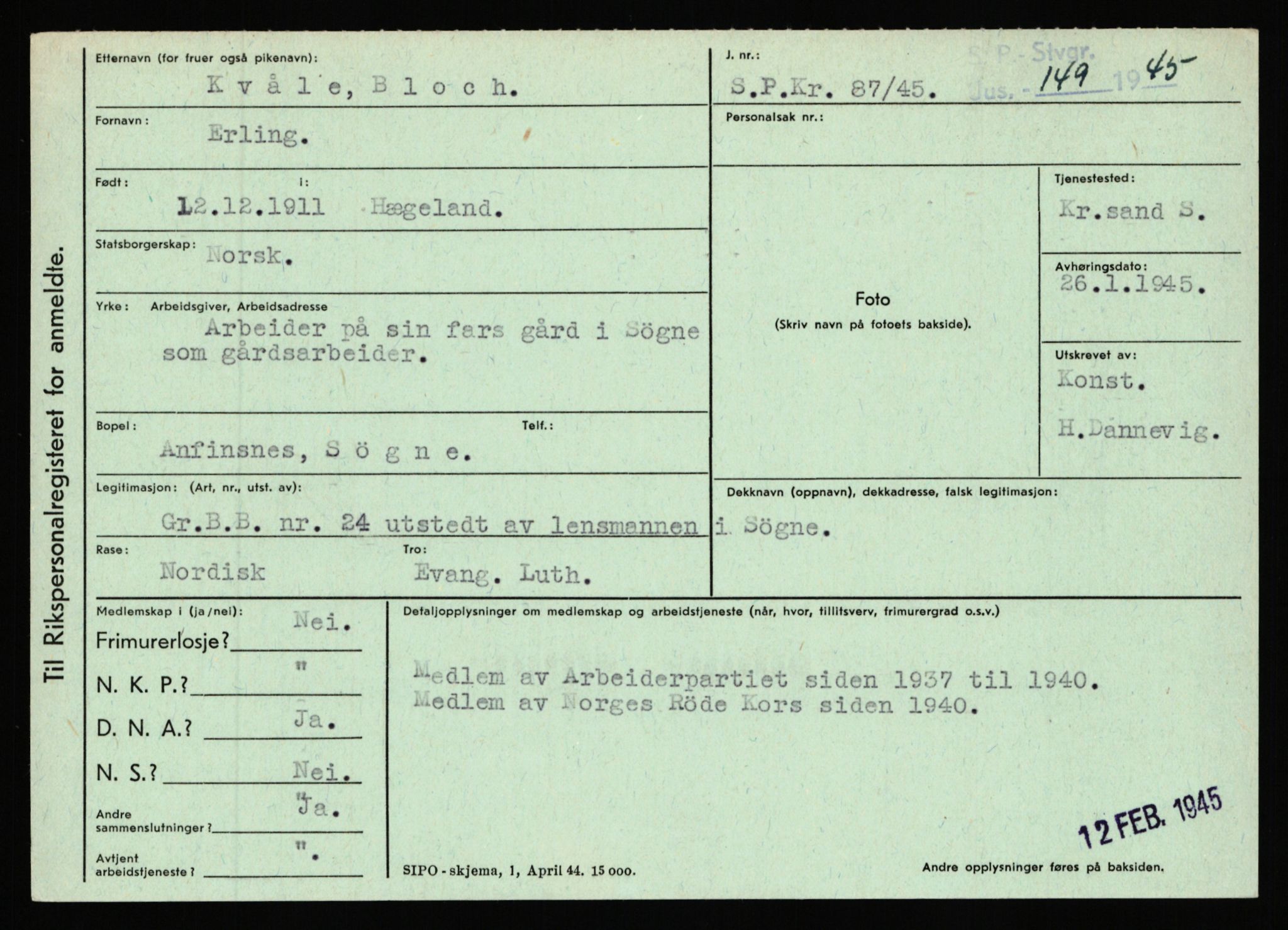 Statspolitiet - Hovedkontoret / Osloavdelingen, AV/RA-S-1329/C/Ca/L0009: Knutsen - Limstrand, 1943-1945, p. 2100