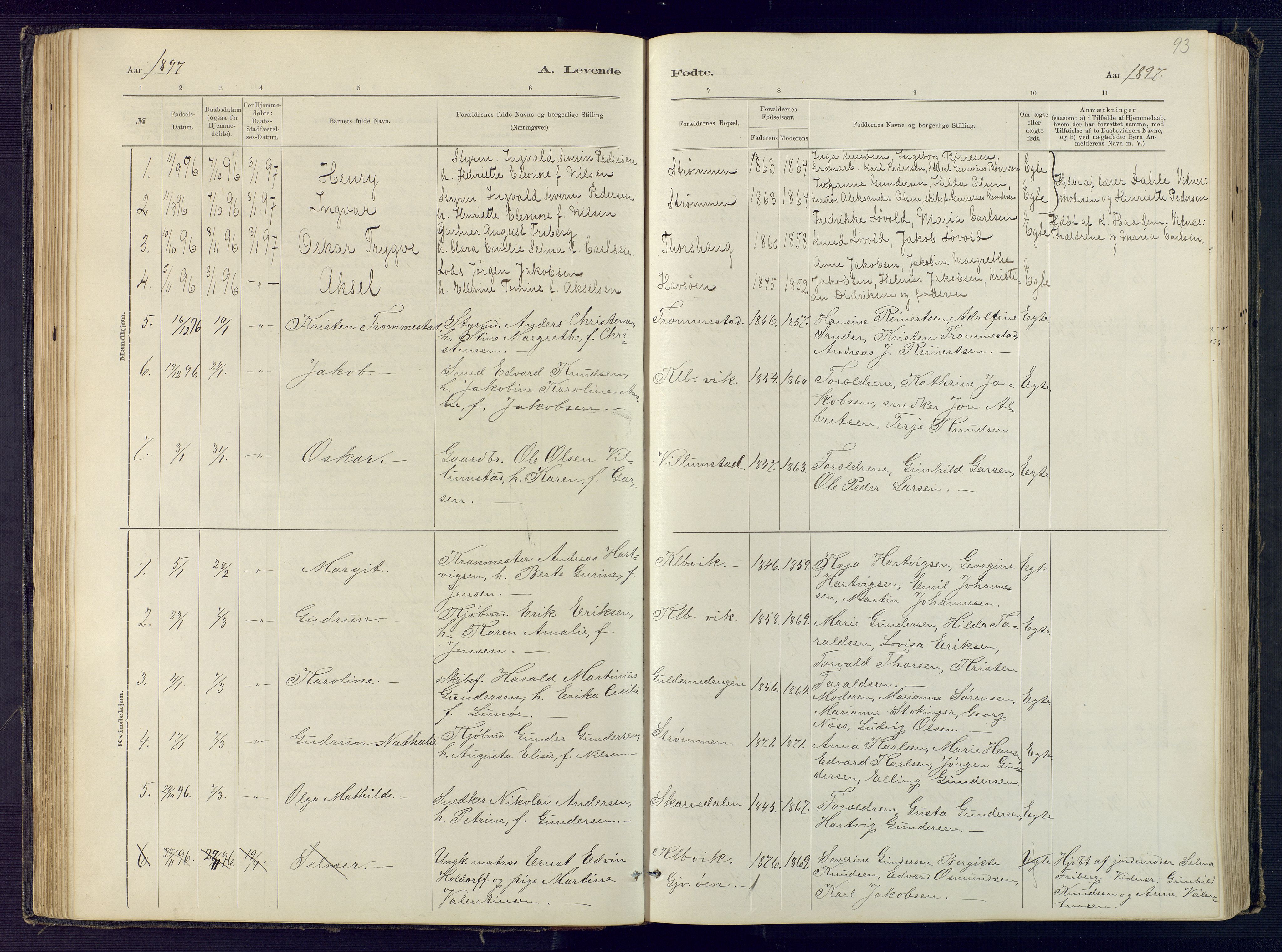 Hisøy sokneprestkontor, SAK/1111-0020/F/Fb/L0003: Parish register (copy) no. B 3, 1885-1905, p. 93