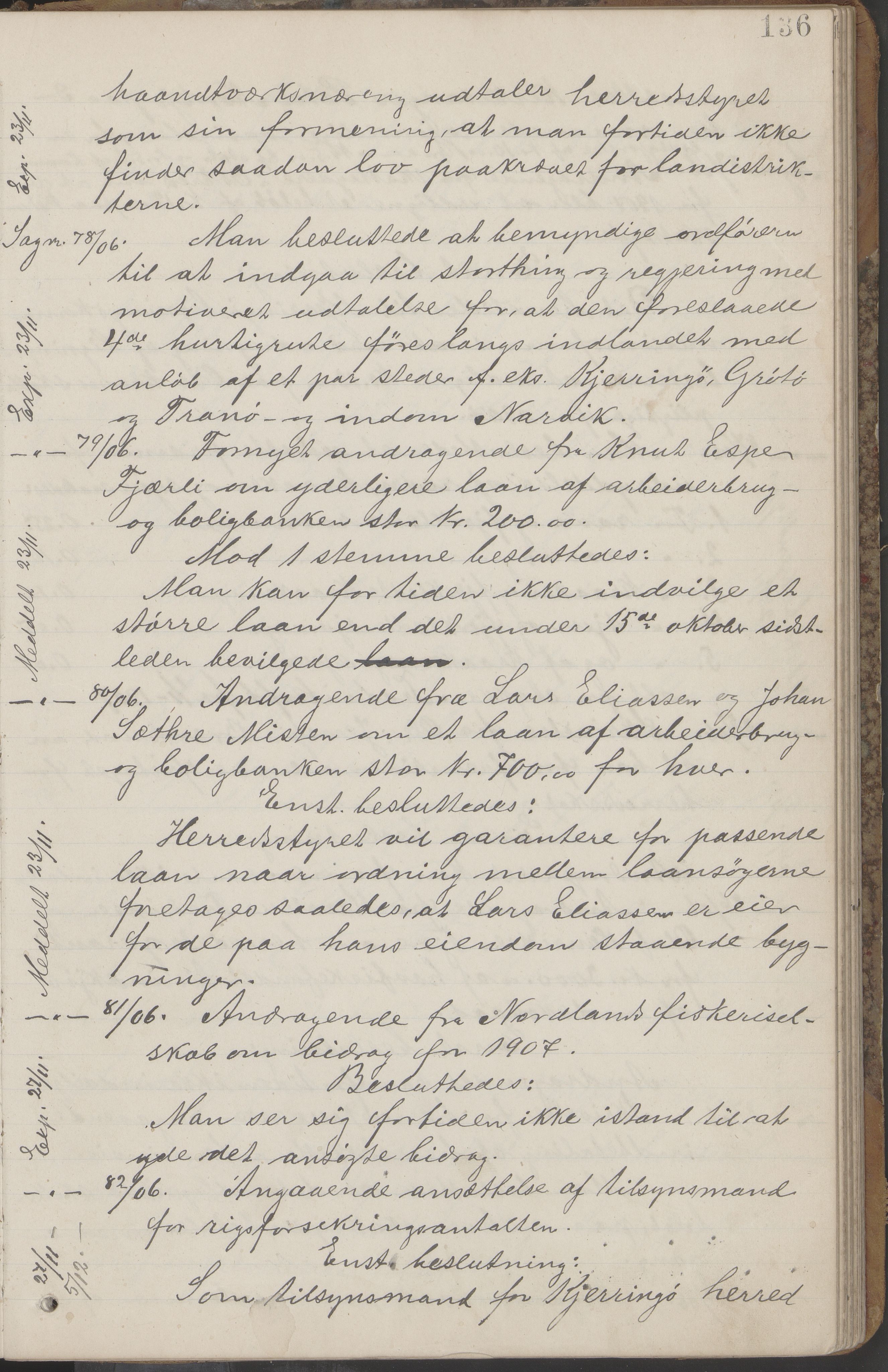 Kjerringøy kommune. Formannskapet, AIN/K-18441.150/A/Aa/L0002: Forhandlingsprotokoll Norfolden- Kjerringø formanskap, 1900-1911