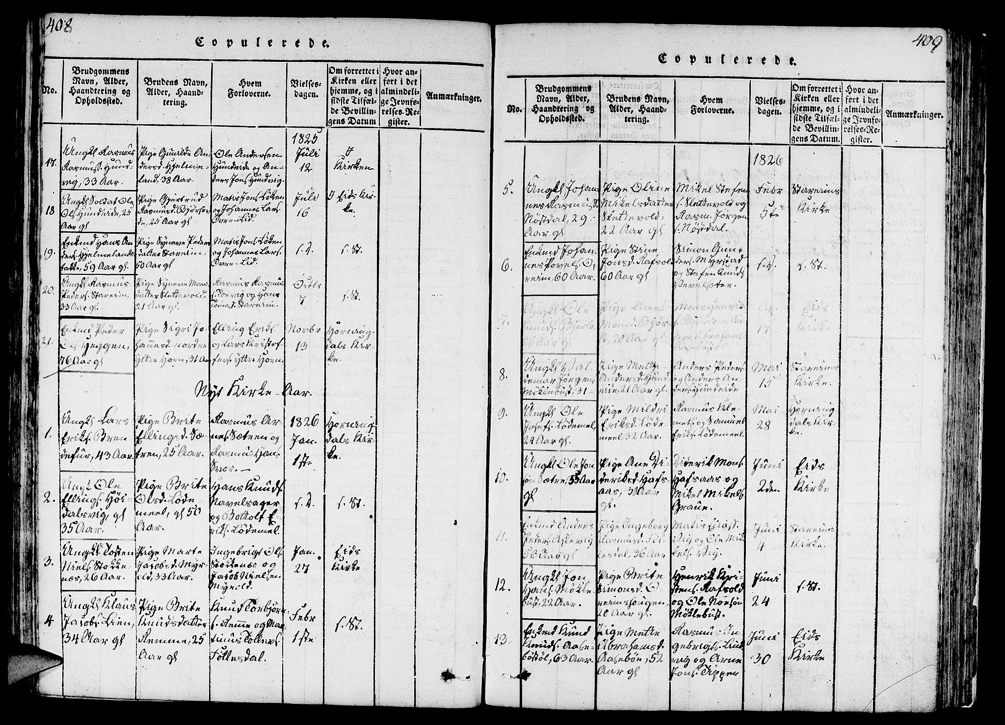 Eid sokneprestembete, AV/SAB-A-82301/H/Haa/Haaa/L0005: Parish register (official) no. A 5, 1816-1830, p. 408-409