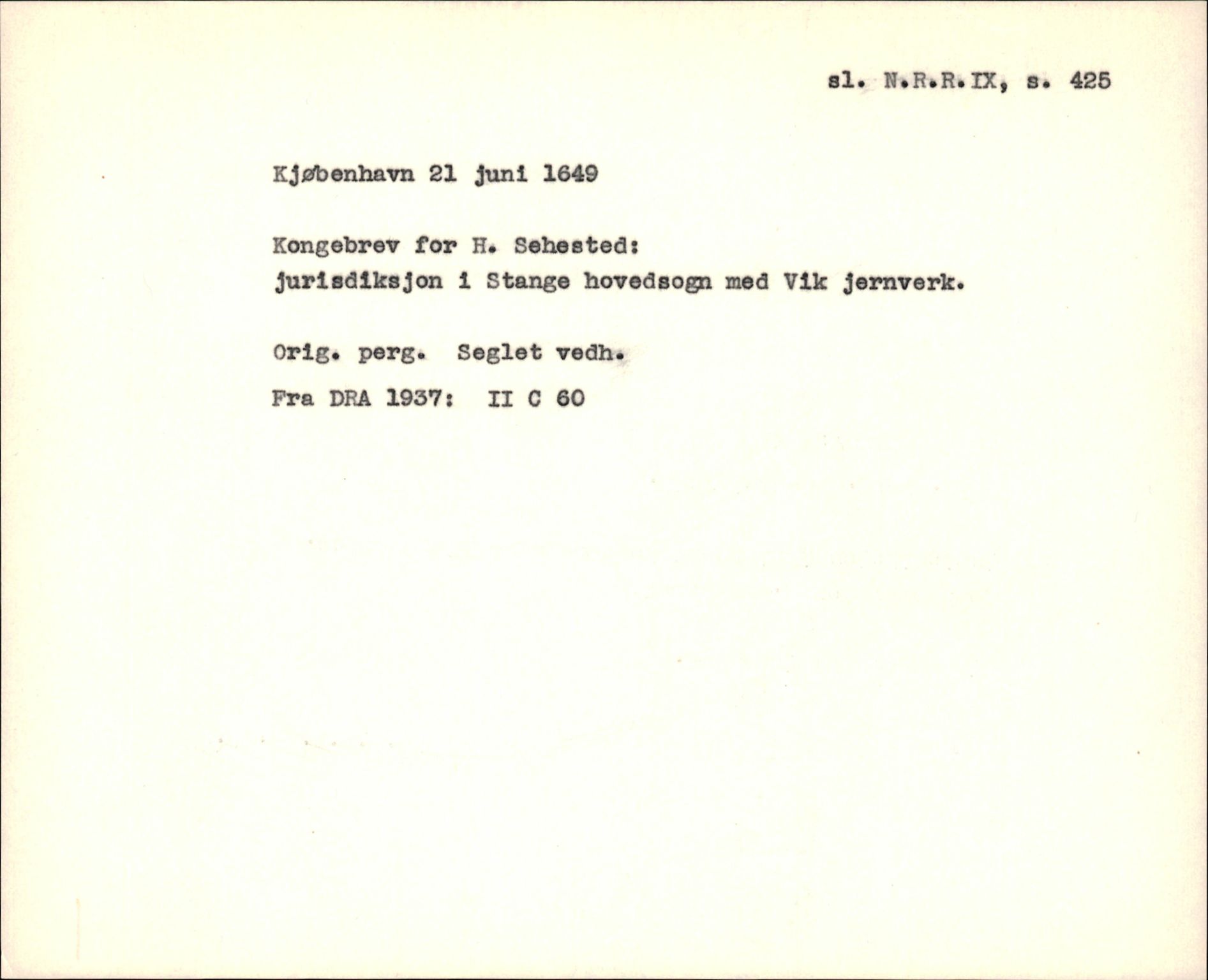 Riksarkivets diplomsamling, AV/RA-EA-5965/F35/F35f/L0002: Regestsedler: Diplomer fra DRA 1937 og 1996, p. 125