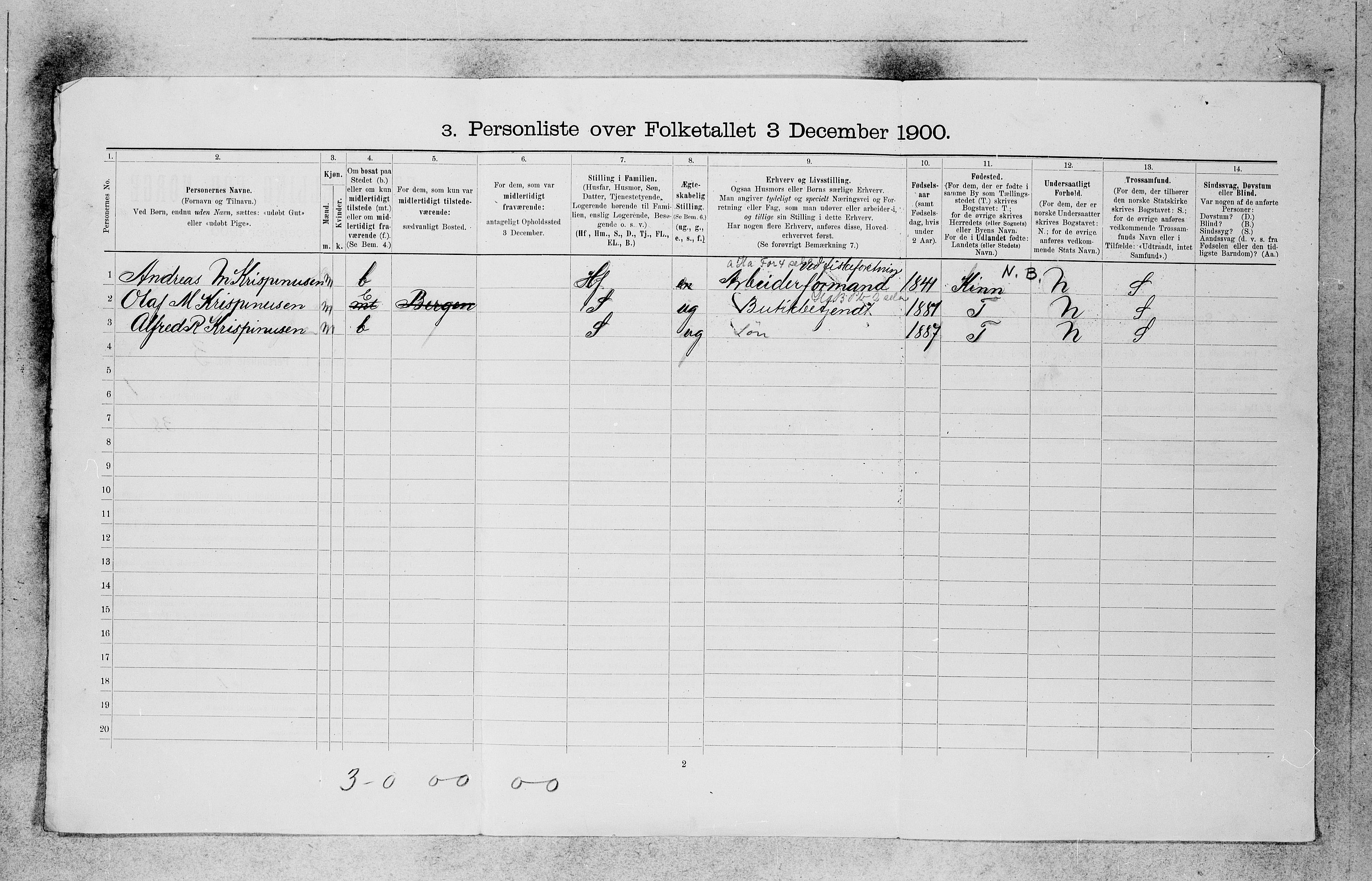 SAB, 1900 census for Florø, 1900, p. 22