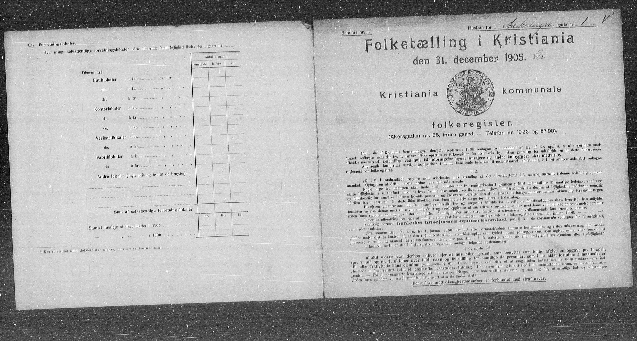 OBA, Municipal Census 1905 for Kristiania, 1905, p. 68501