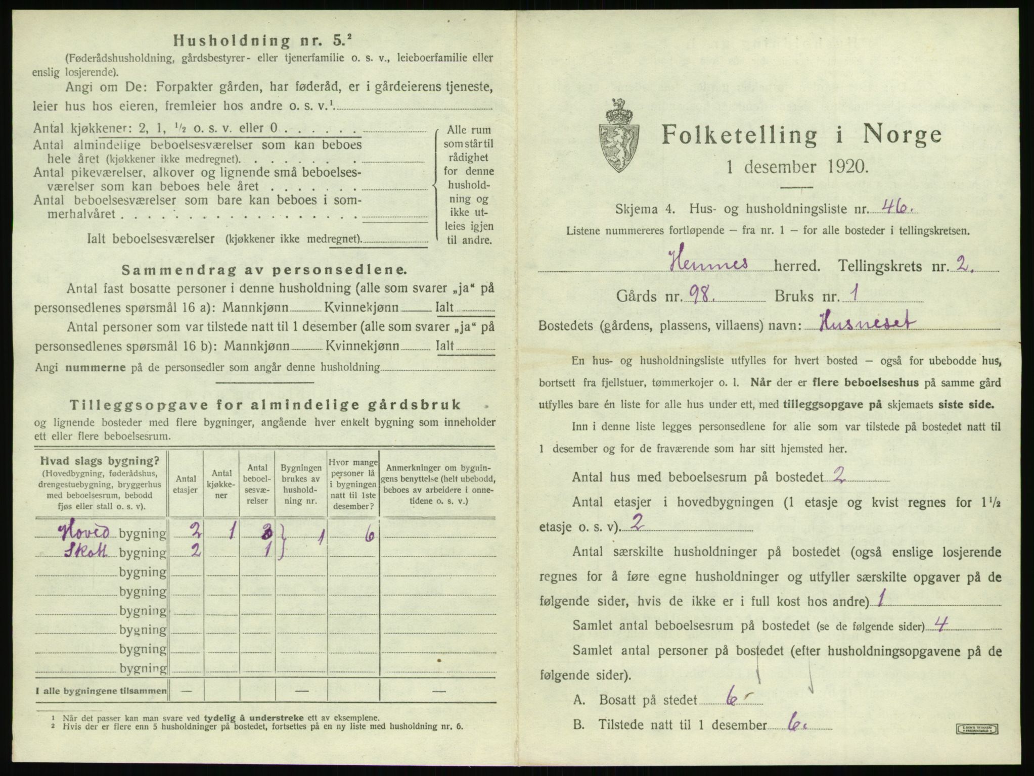 SAT, 1920 census for Hemnes, 1920, p. 600