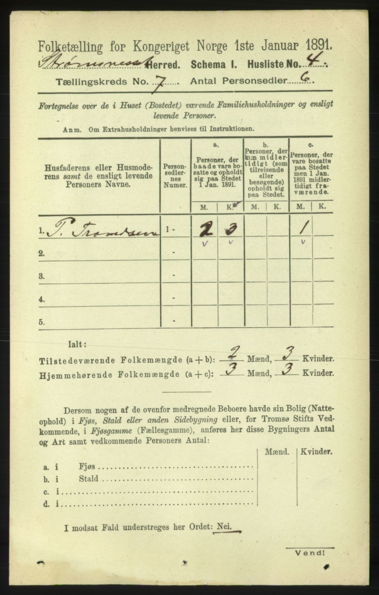 RA, 1891 census for 1559 Straumsnes, 1891, p. 1450