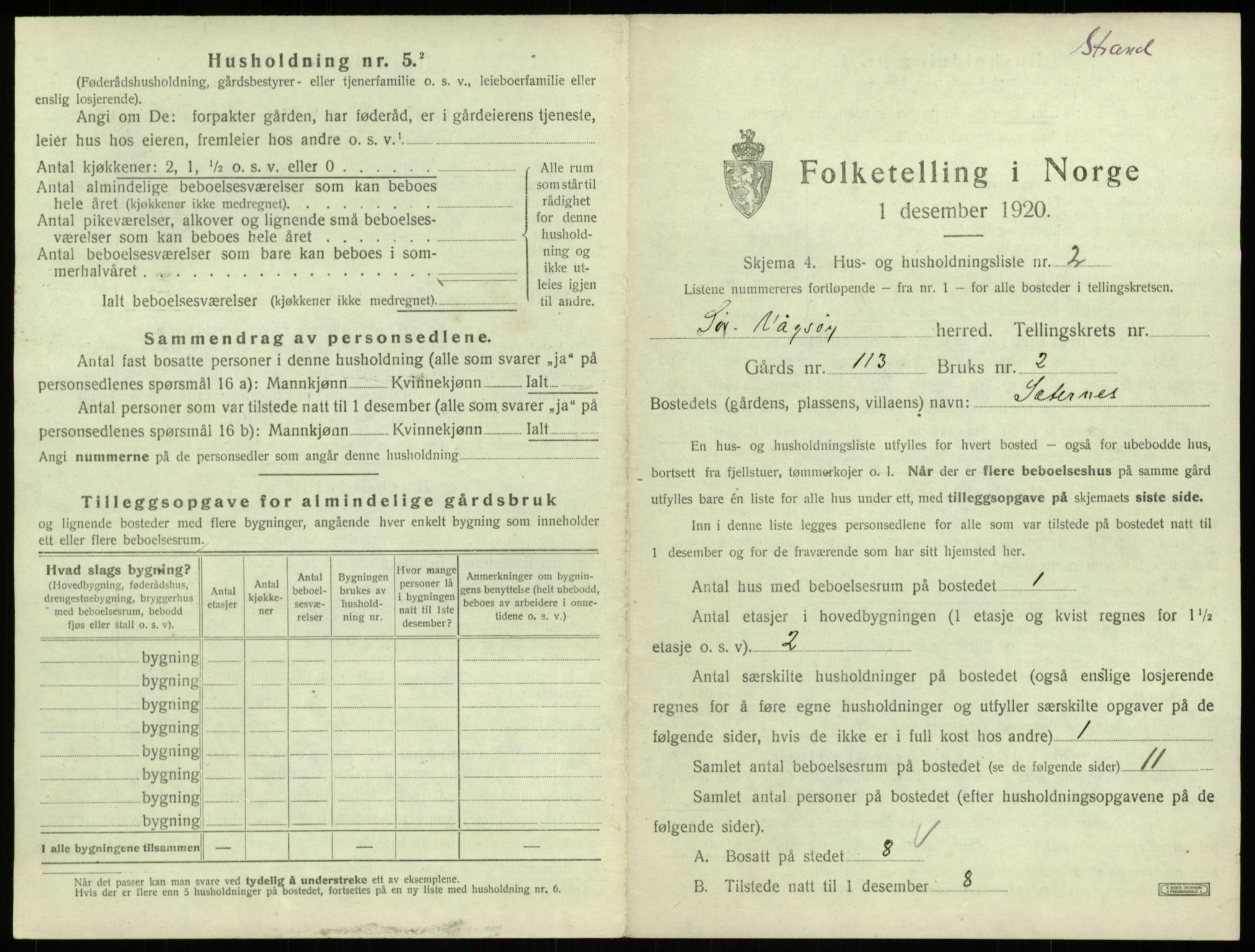 SAB, 1920 census for Sør-Vågsøy, 1920, p. 305