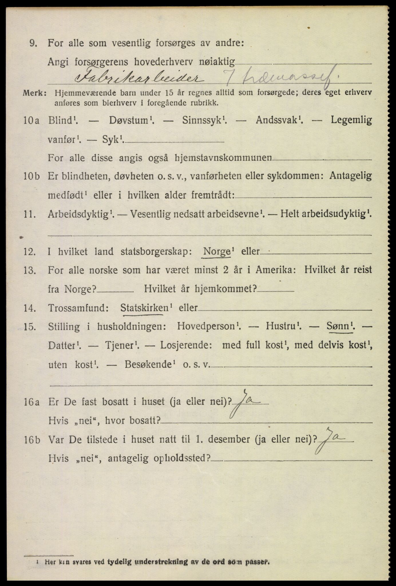 SAH, 1920 census for Vestre Toten, 1920, p. 2301