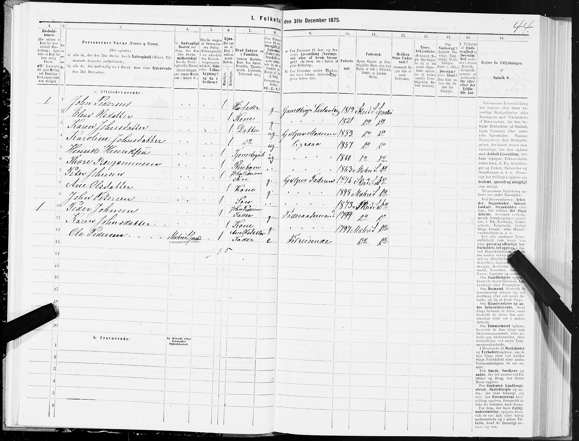 SAT, 1875 census for 1731P Sparbu, 1875, p. 5044