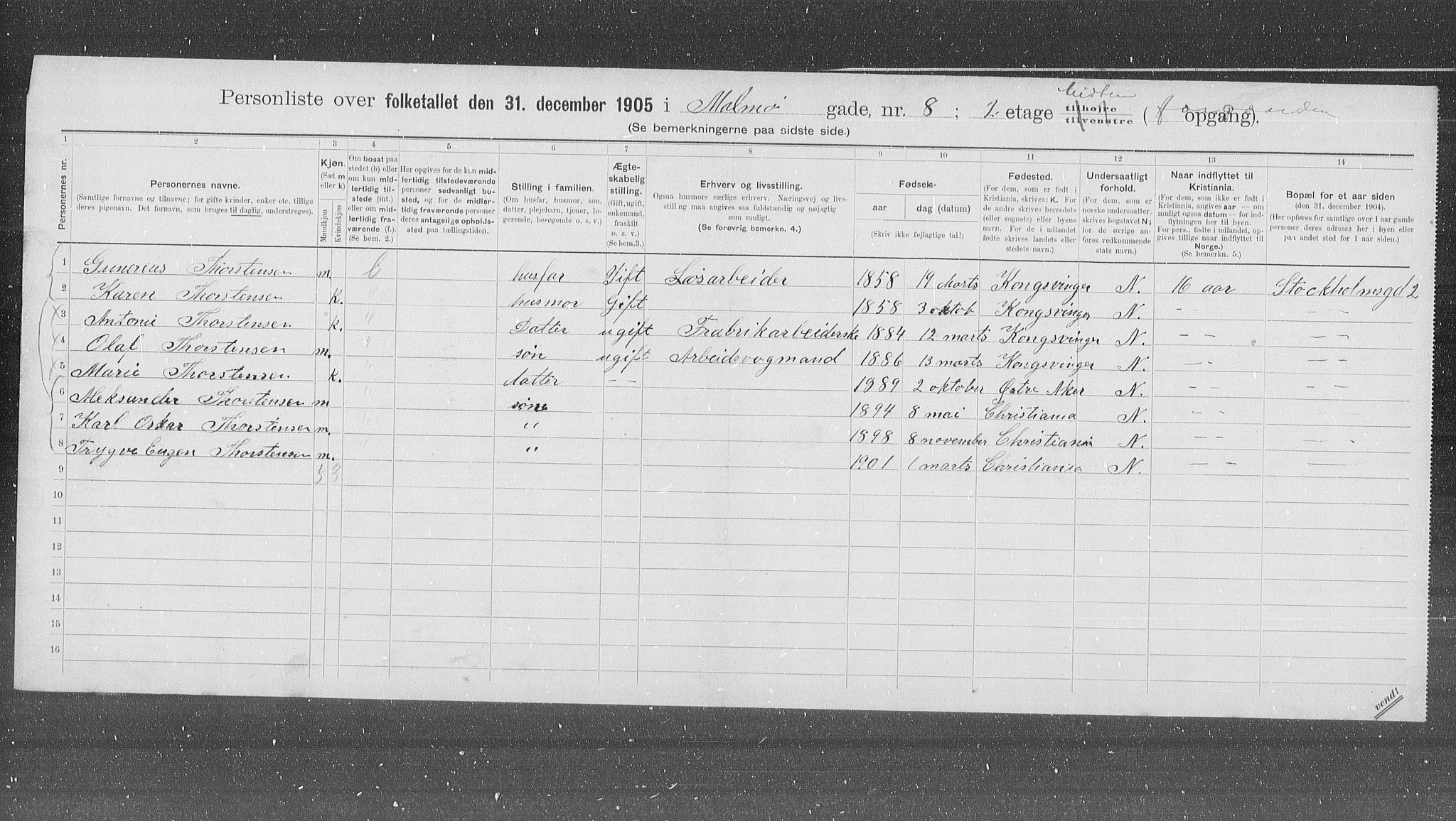 OBA, Municipal Census 1905 for Kristiania, 1905, p. 31493