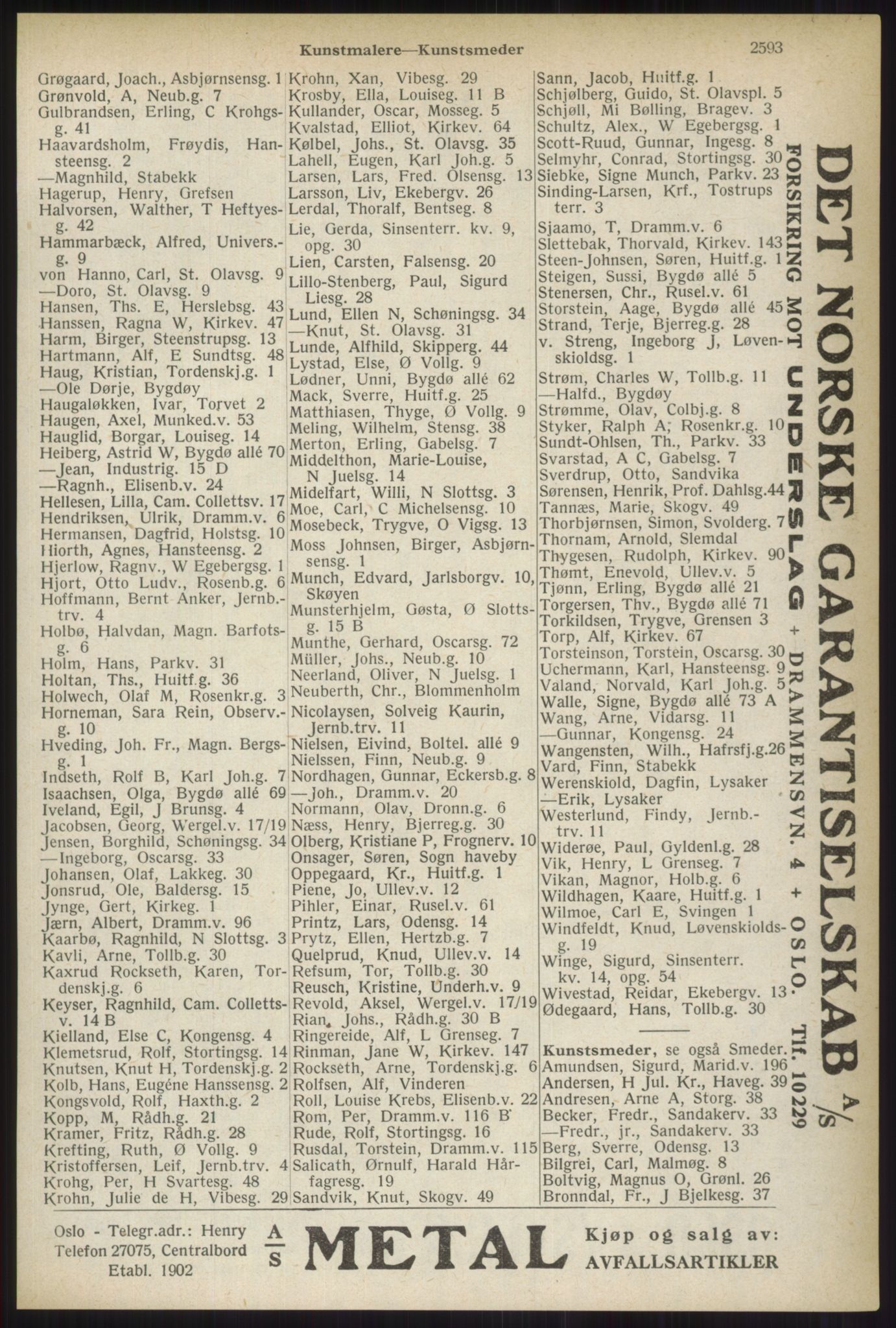 Kristiania/Oslo adressebok, PUBL/-, 1937, p. 2593