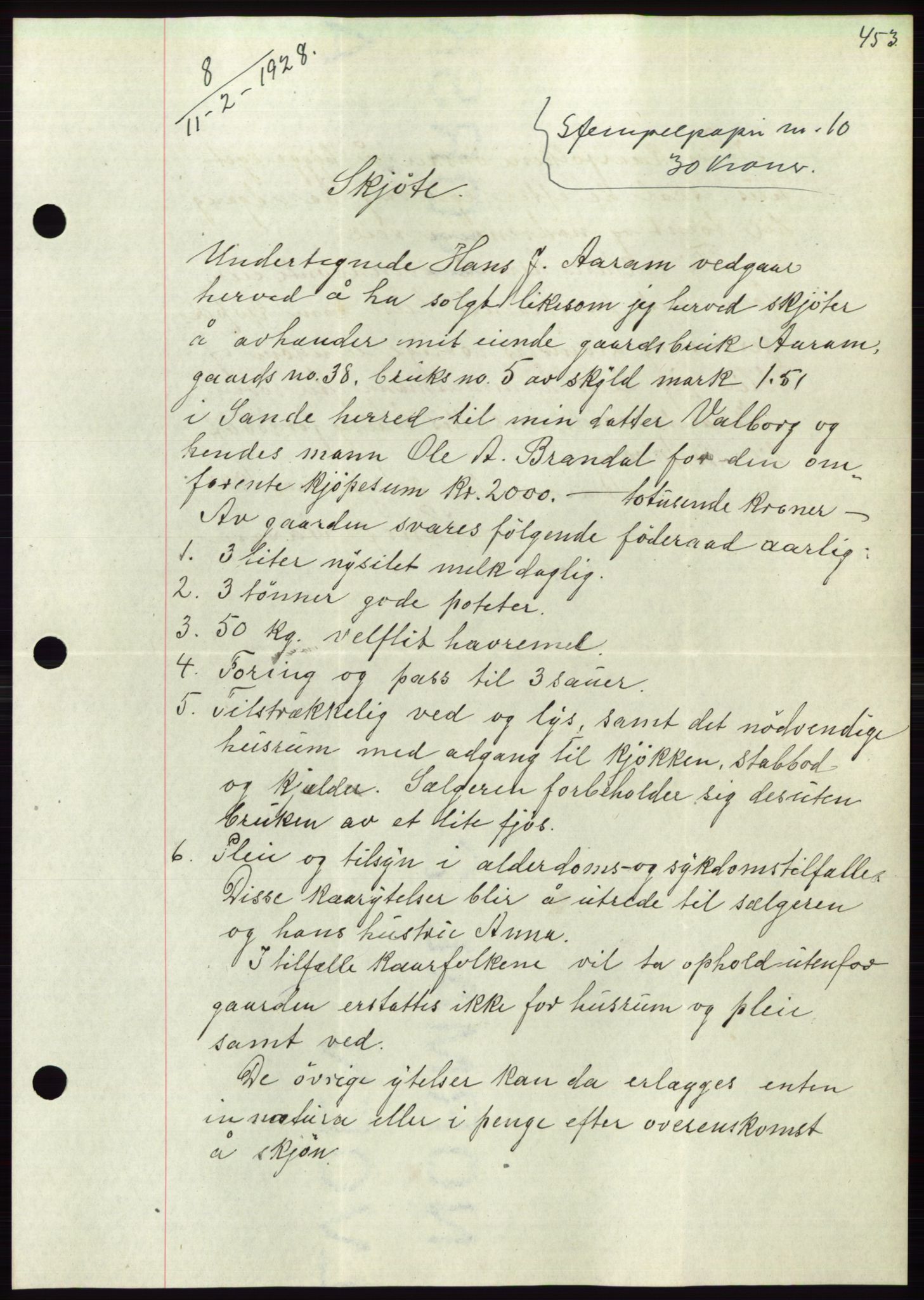 Søre Sunnmøre sorenskriveri, AV/SAT-A-4122/1/2/2C/L0047: Mortgage book no. 41, 1927-1928, Deed date: 11.02.1928