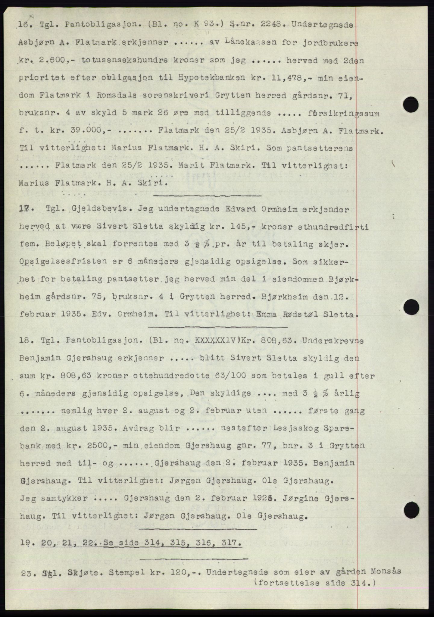 Romsdal sorenskriveri, AV/SAT-A-4149/1/2/2C/L0066: Mortgage book no. 60, 1934-1935, Deed date: 01.03.1935