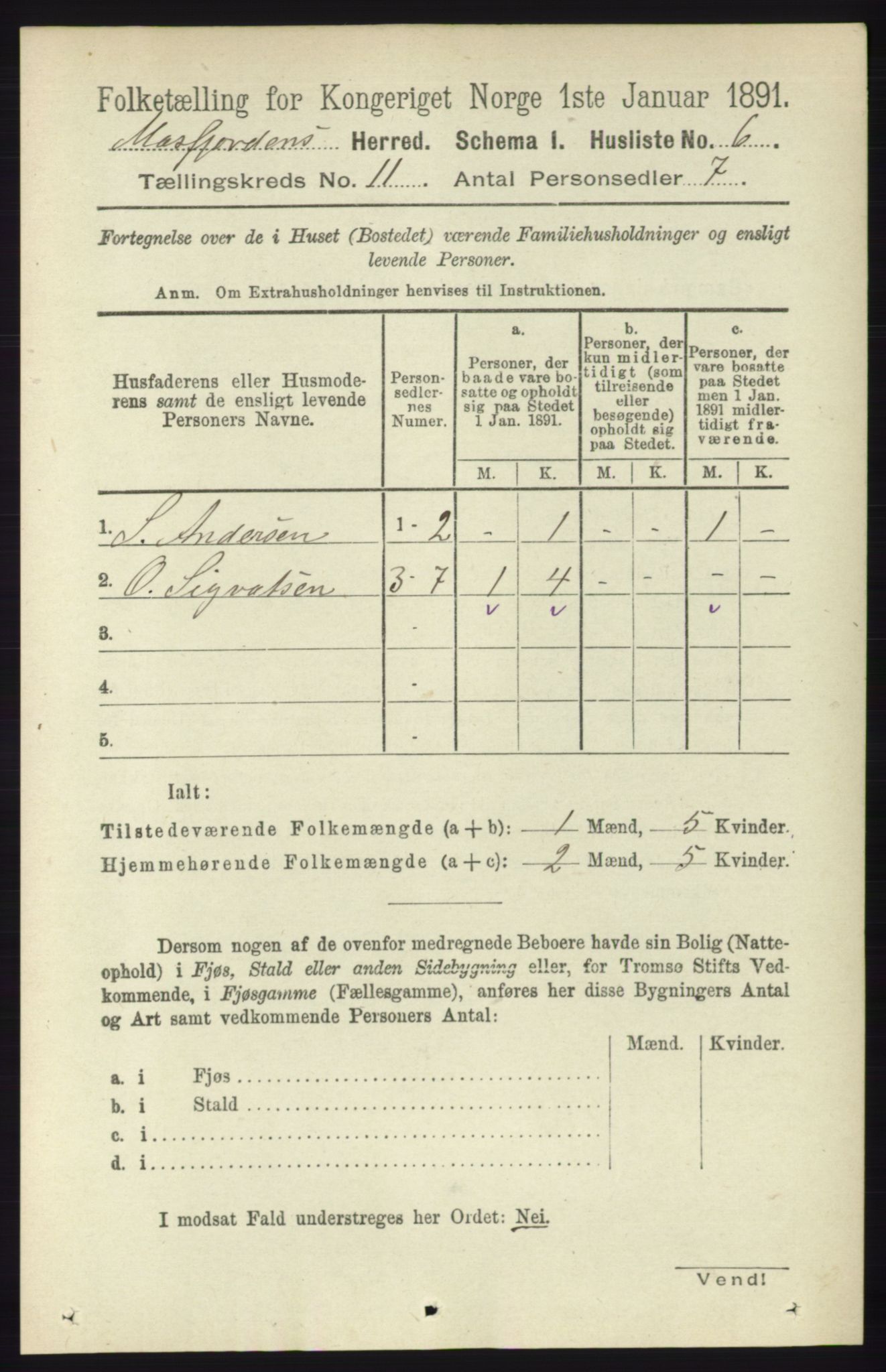 RA, 1891 census for 1266 Masfjorden, 1891, p. 2248