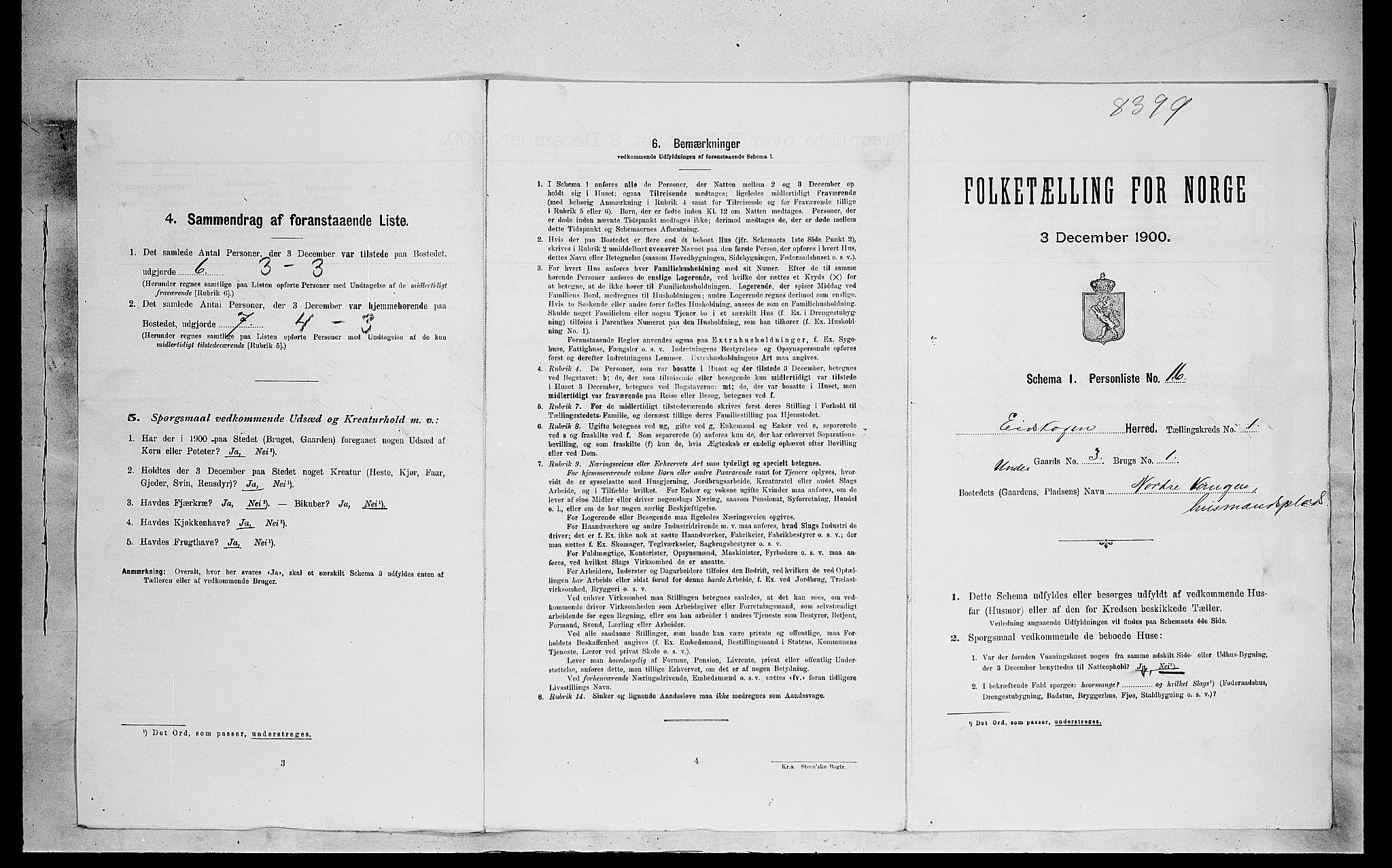 SAH, 1900 census for Eidskog, 1900, p. 189