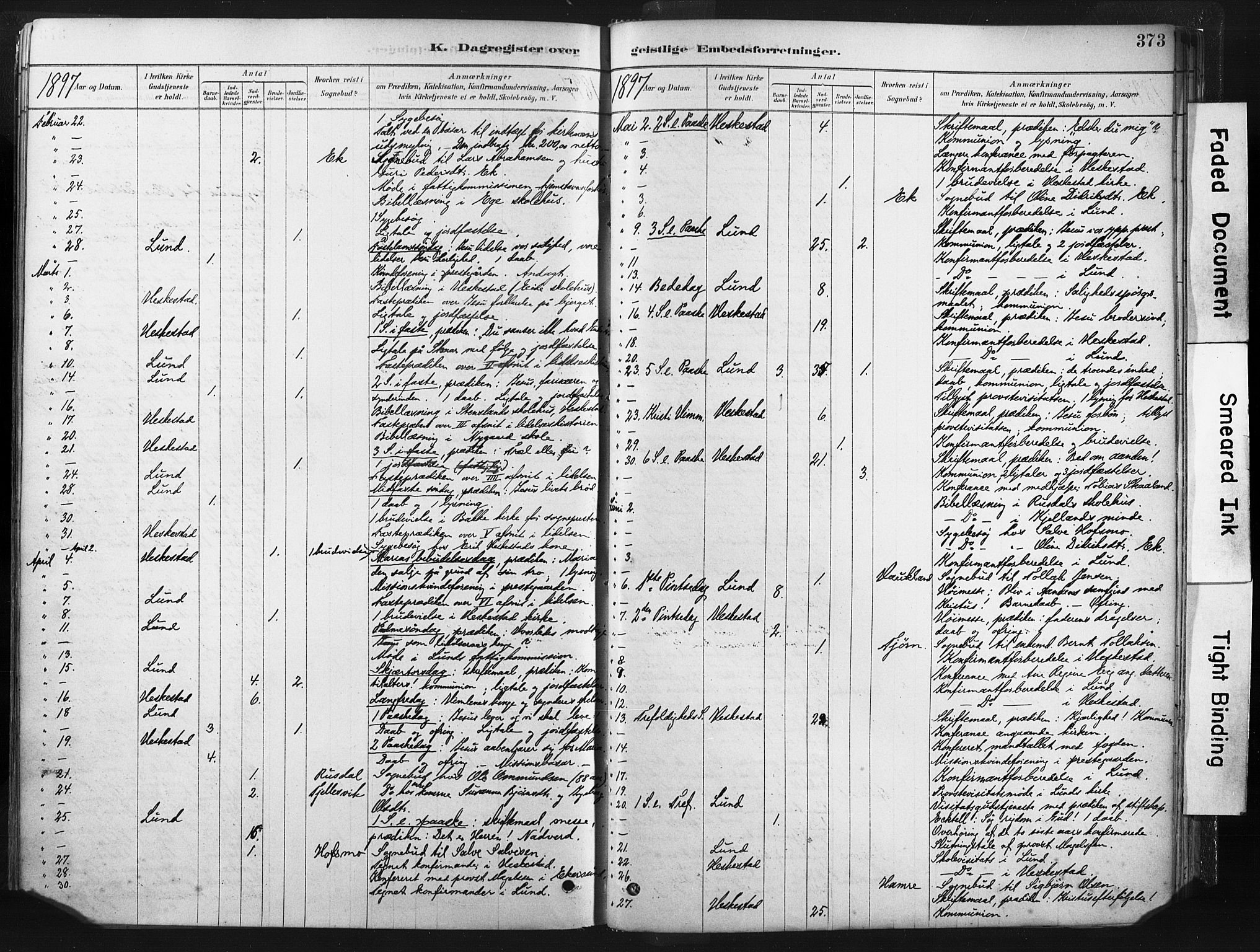 Lund sokneprestkontor, SAST/A-101809/S06/L0011: Parish register (official) no. A 10, 1877-1904, p. 373