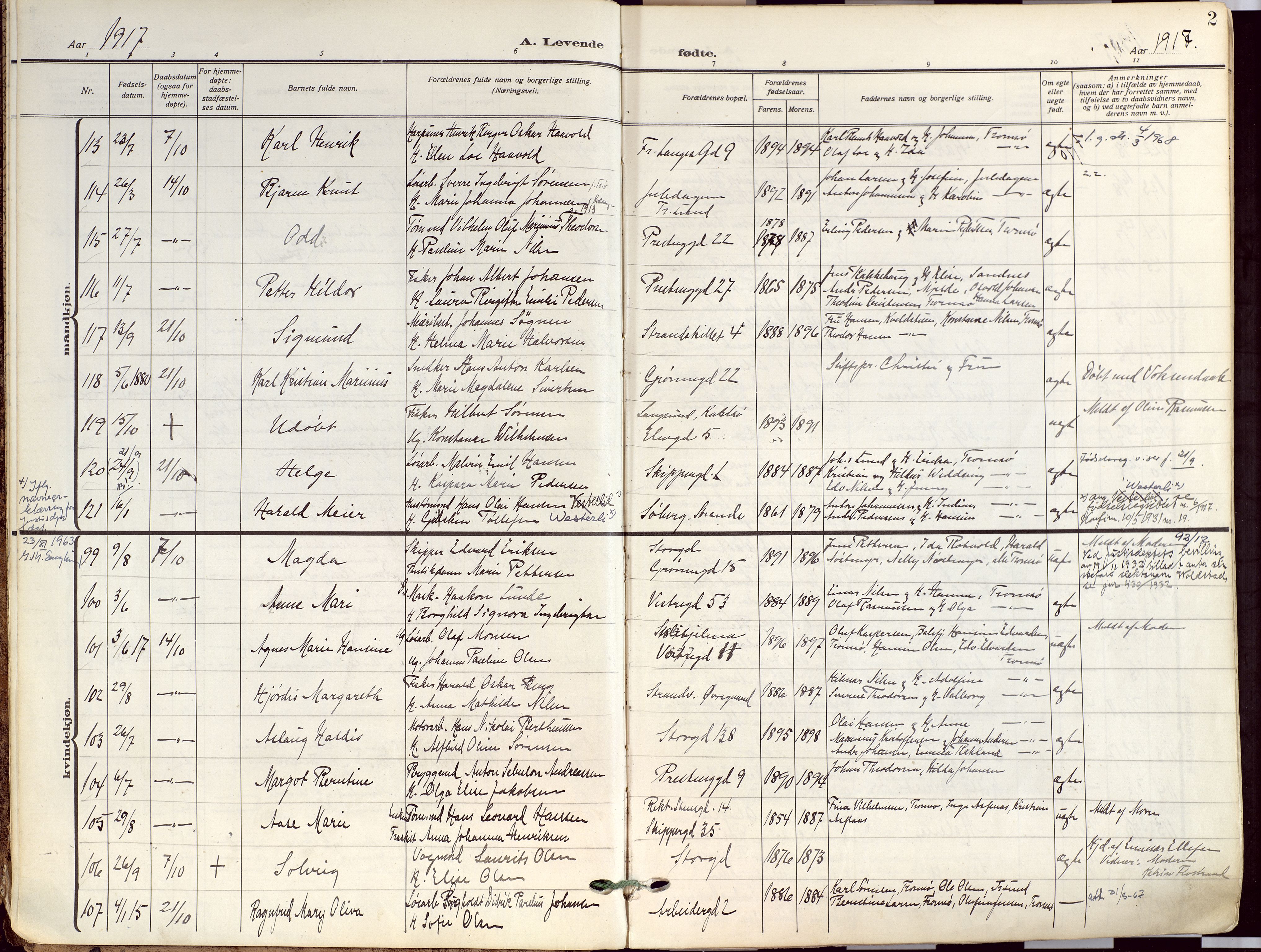 Tromsø sokneprestkontor/stiftsprosti/domprosti, AV/SATØ-S-1343/G/Ga/L0019kirke: Parish register (official) no. 19, 1917-1927, p. 2