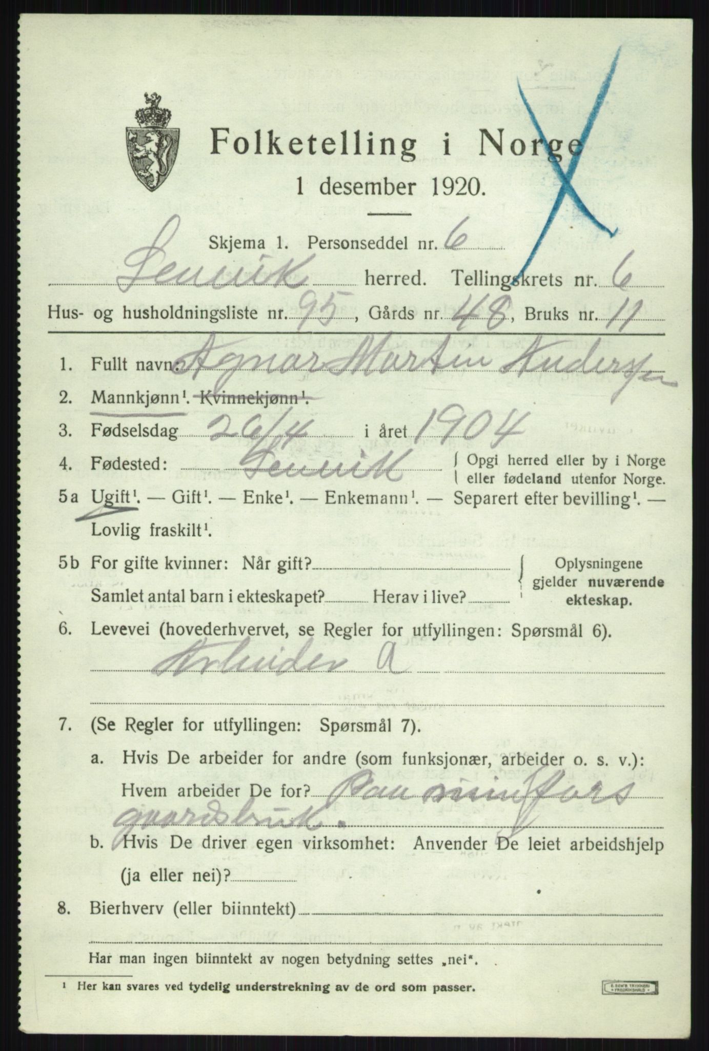 SATØ, 1920 census for Lenvik, 1920, p. 9242