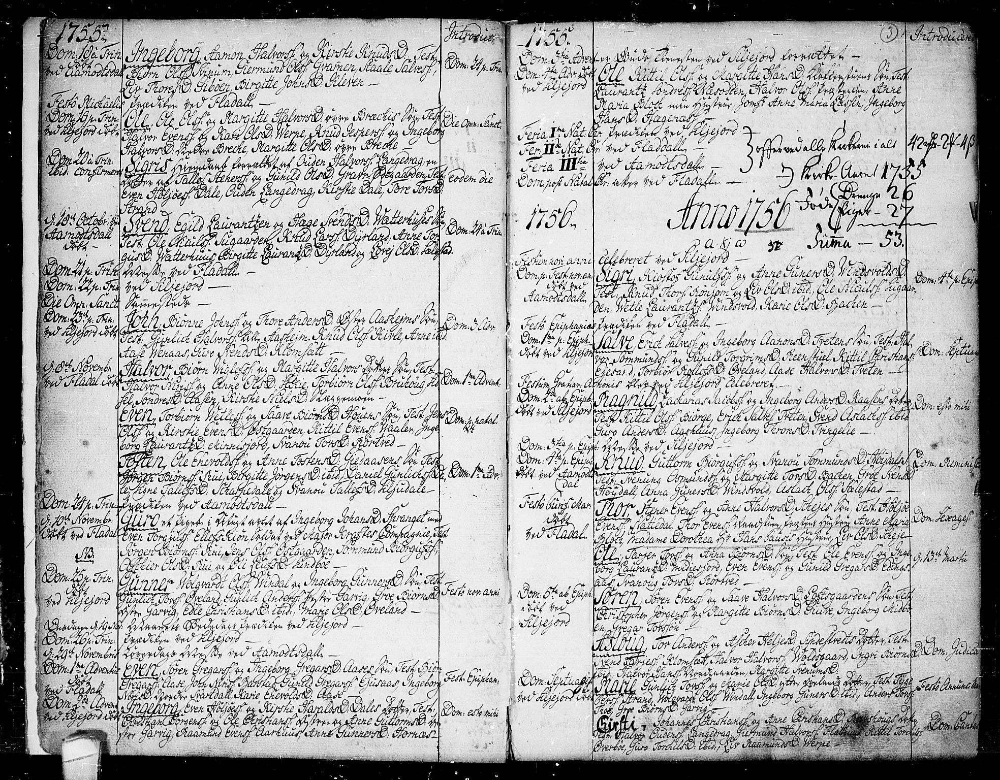 Seljord kirkebøker, SAKO/A-20/F/Fa/L0007: Parish register (official) no. I 7, 1755-1800, p. 3