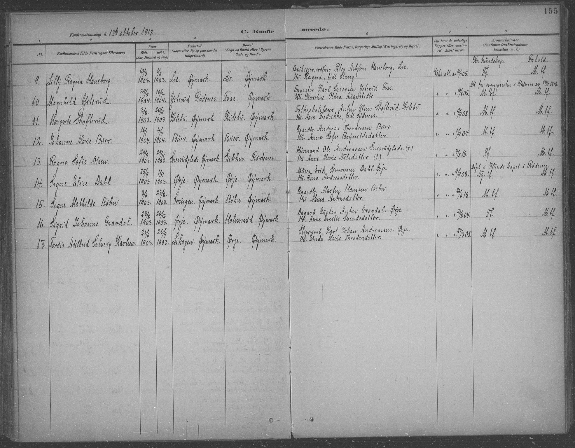 Aremark prestekontor Kirkebøker, SAO/A-10899/F/Fb/L0005: Parish register (official) no. II 5, 1895-1919, p. 155