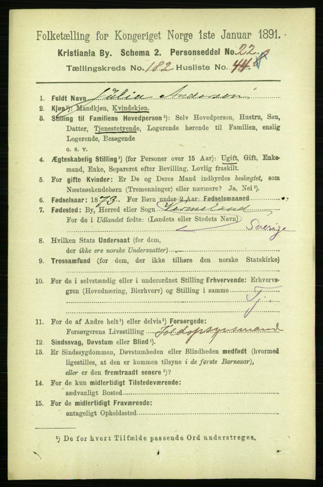 RA, 1891 census for 0301 Kristiania, 1891, p. 109195