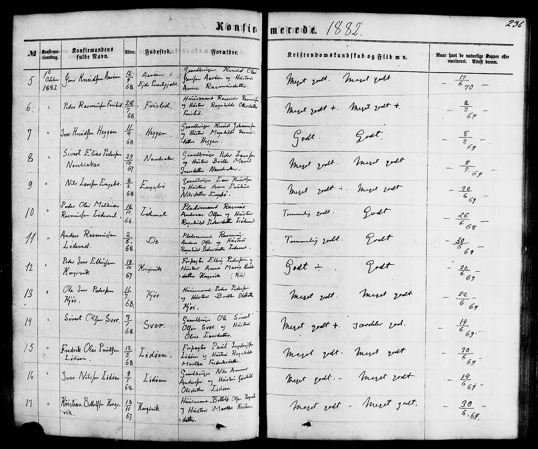 Hornindal sokneprestembete, AV/SAB-A-82401/H/Haa/Haaa/L0002: Parish register (official) no. A 2, 1867-1884, p. 236