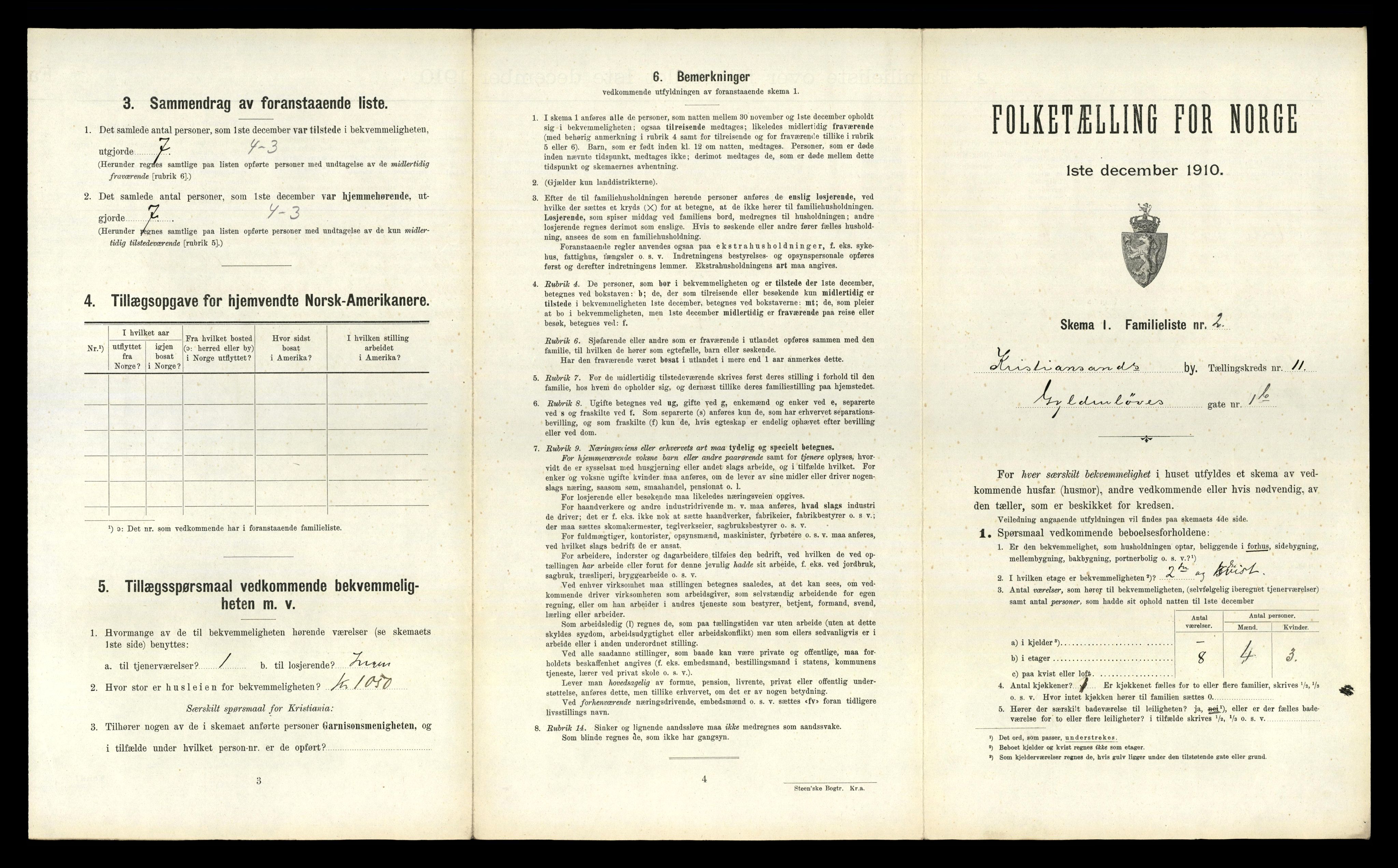 RA, 1910 census for Kristiansand, 1910, p. 2470