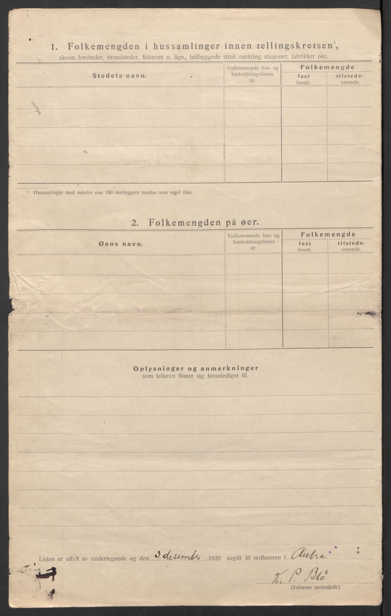 SAT, 1920 census for Aukra, 1920, p. 42