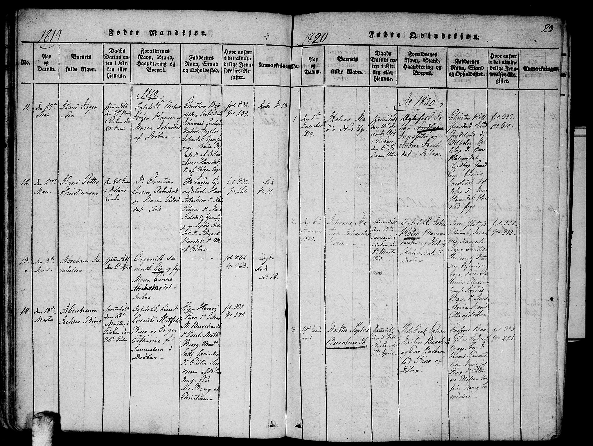 Drøbak prestekontor Kirkebøker, SAO/A-10142a/F/Fa/L0001: Parish register (official) no. I 1, 1816-1842, p. 23