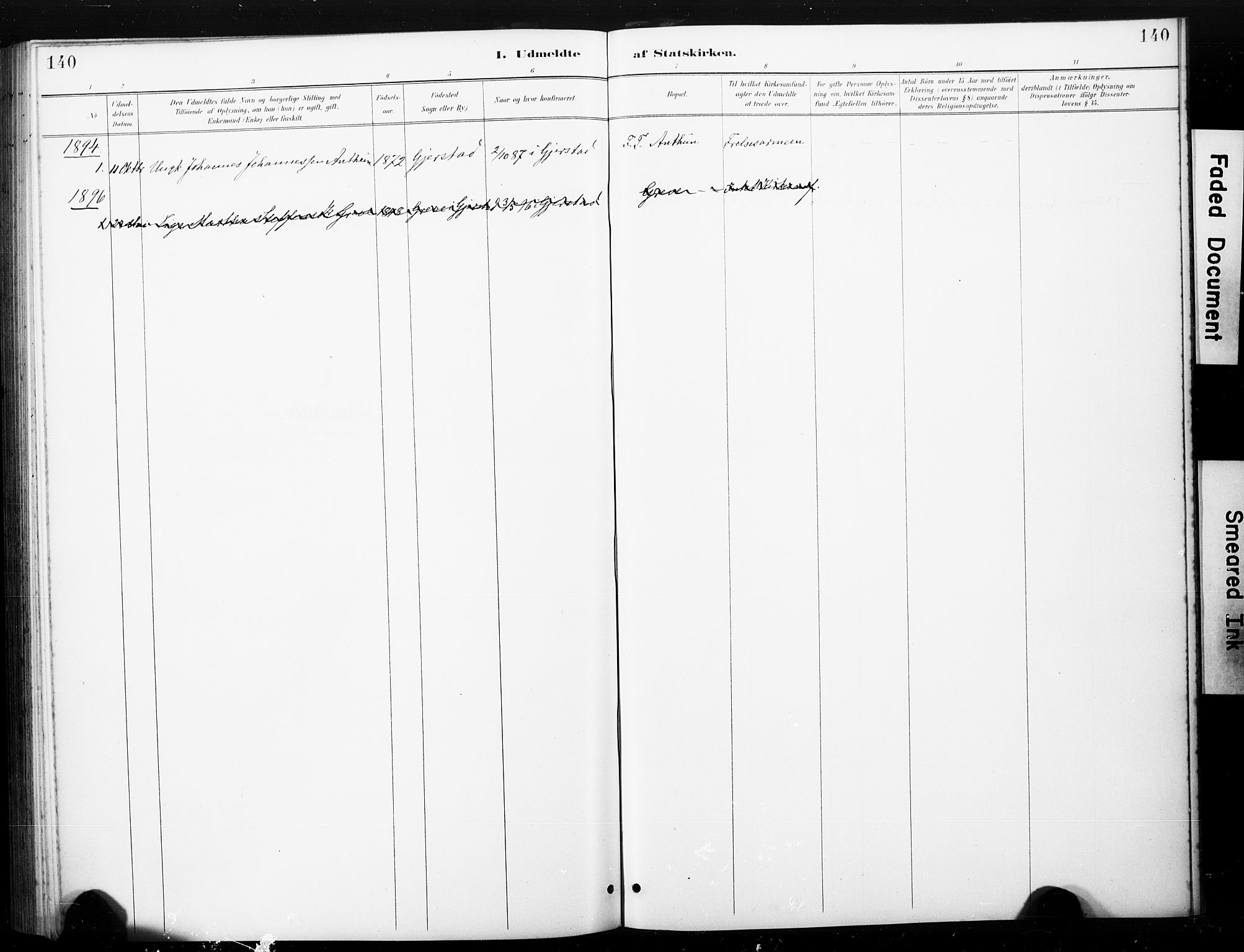 Haus sokneprestembete, AV/SAB-A-75601/H/Haa: Parish register (official) no. C 1, 1887-1899, p. 140