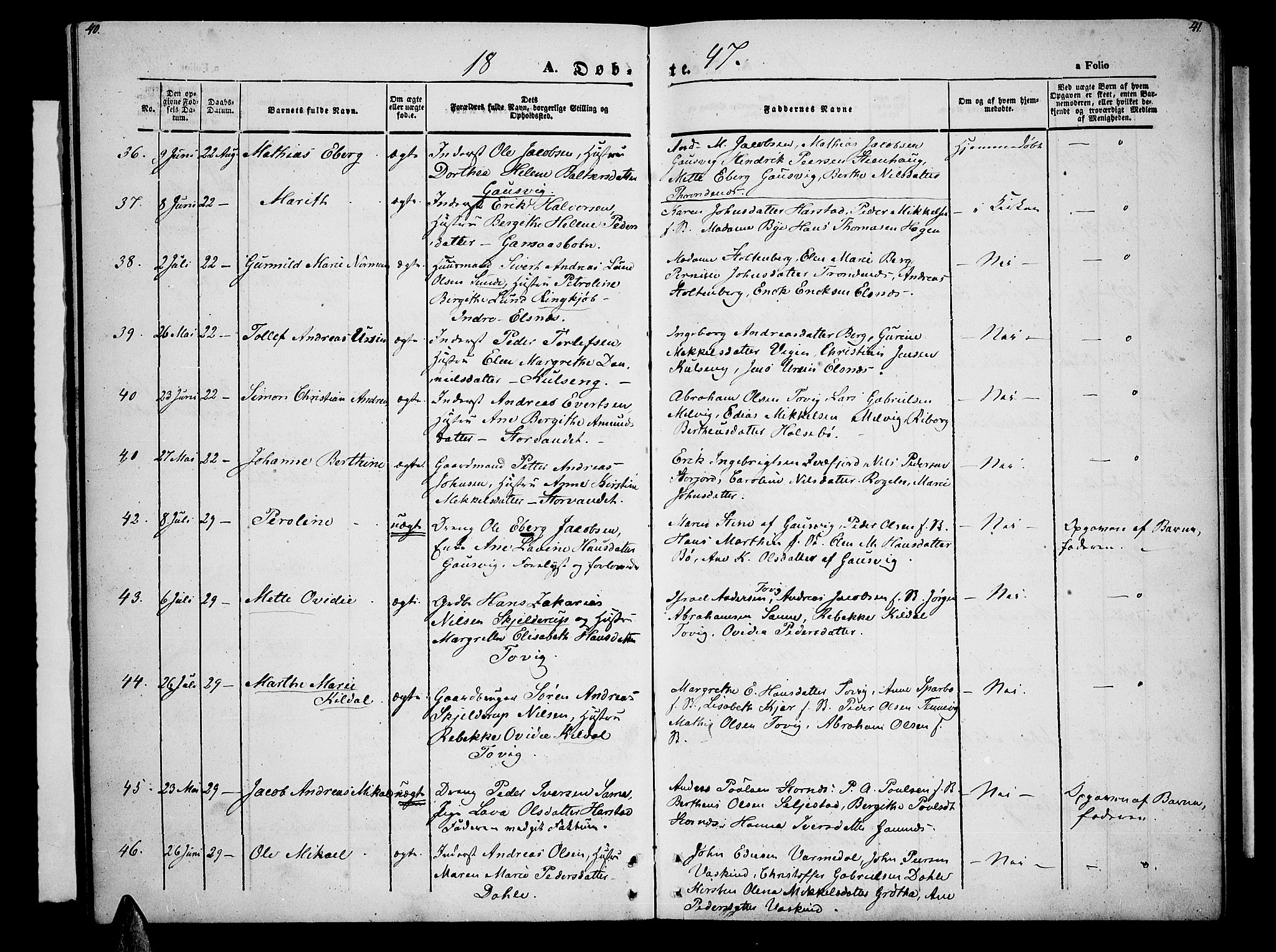 Trondenes sokneprestkontor, AV/SATØ-S-1319/H/Hb/L0006klokker: Parish register (copy) no. 6, 1845-1855, p. 40-41