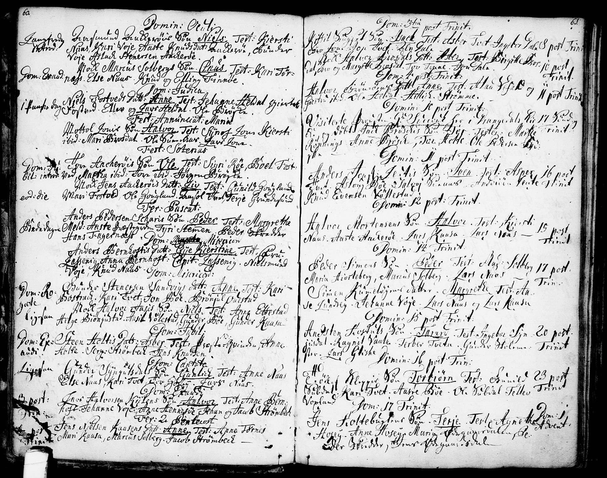 Drangedal kirkebøker, SAKO/A-258/F/Fa/L0001: Parish register (official) no. 1, 1697-1767, p. 60-61